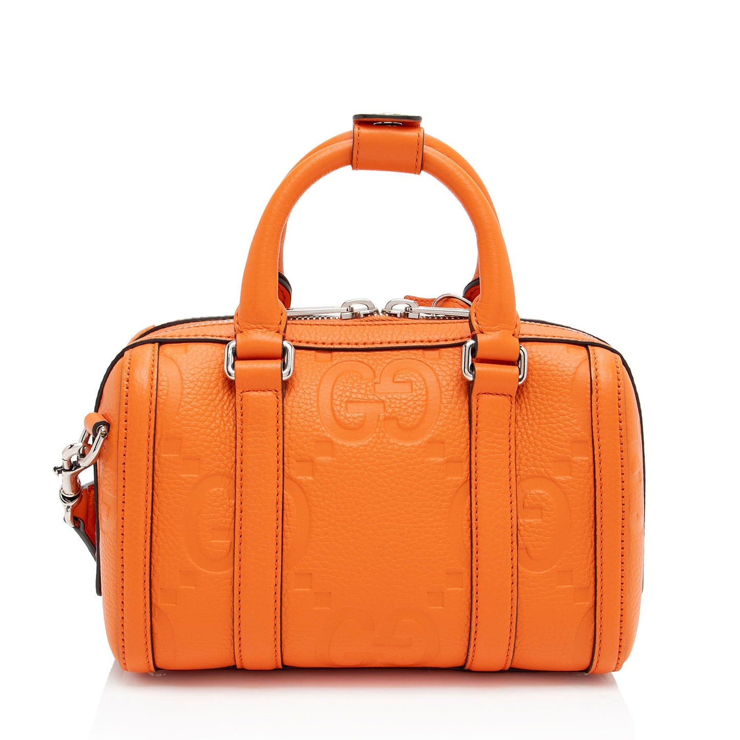 Gucci Jumbo GG Duffle Leather Nylon Orange Mini Travel Bag