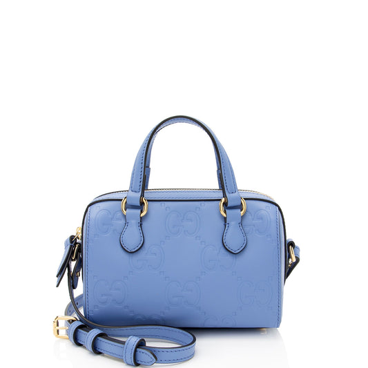 Gucci Jumbo GG Leather Blue Mini Satchel Bag