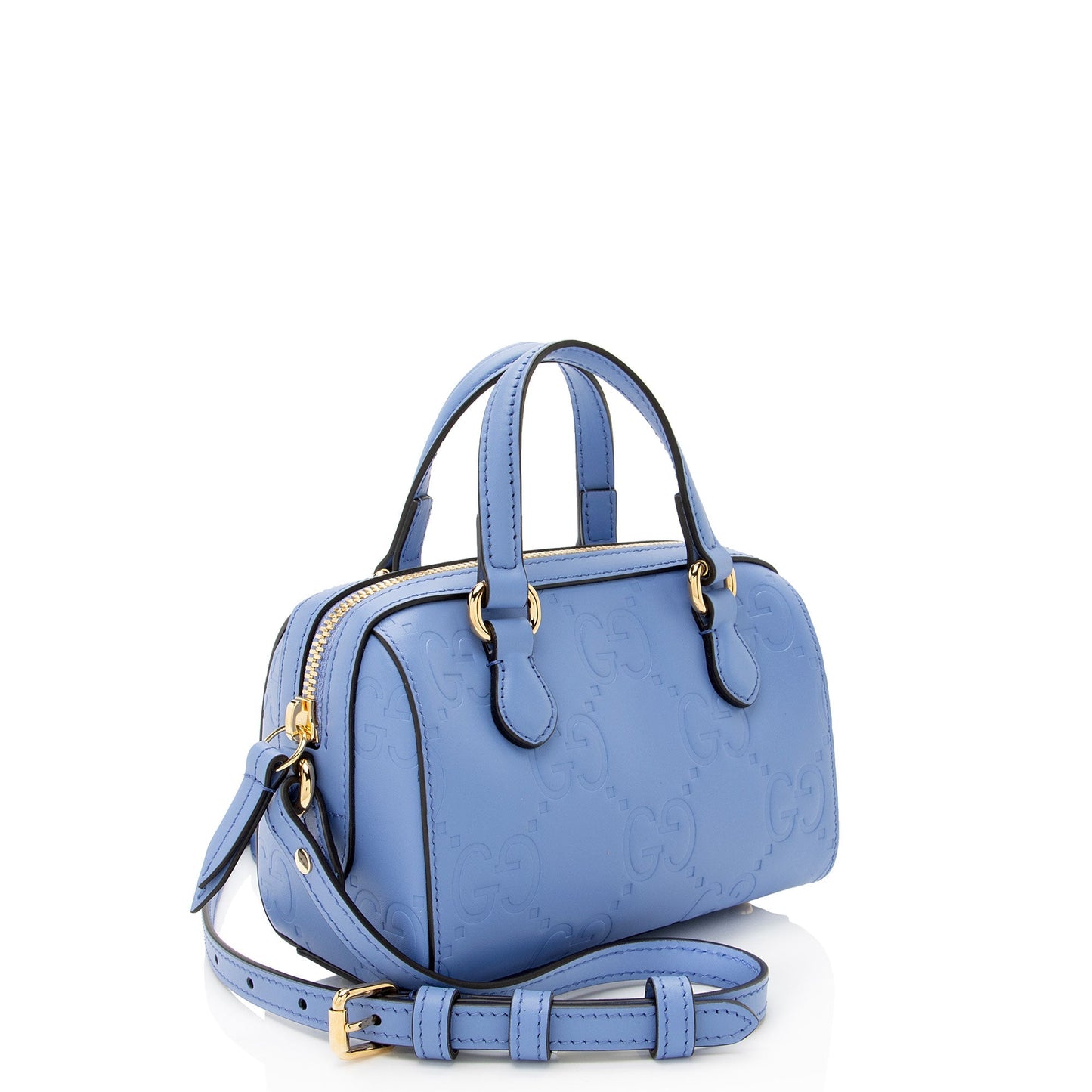 Gucci Jumbo GG Leather Blue Mini Satchel Bag