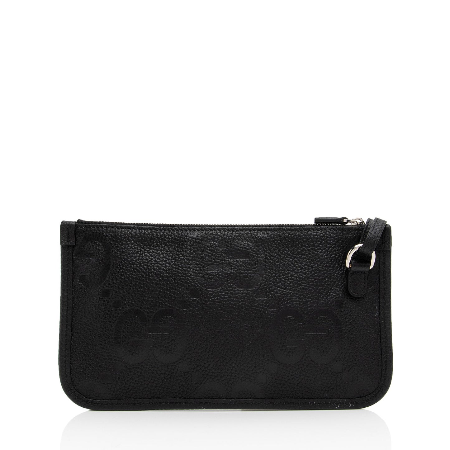 Gucci Jumbo GG Pochette SHF-uWY65R Leather Black Clutch Bag