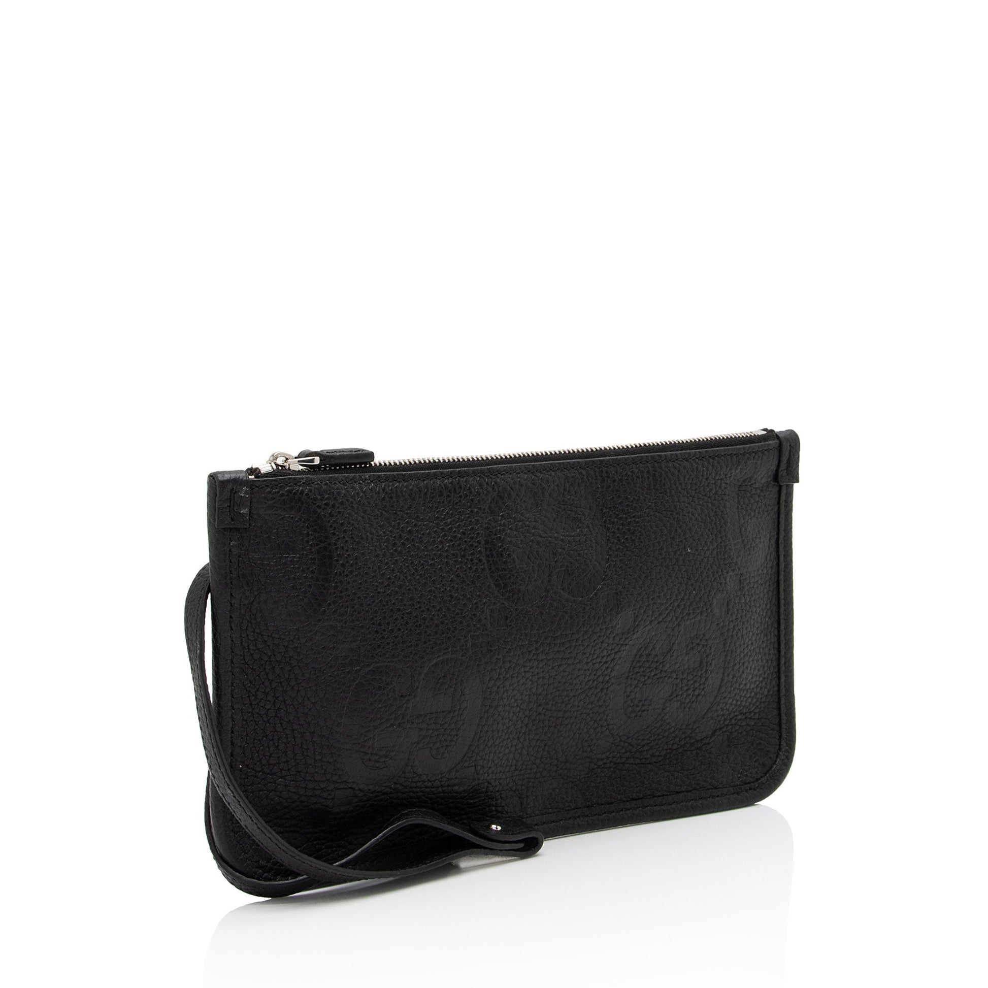 Gucci Jumbo GG Pochette SHF-uWY65R Leather Black Clutch Bag