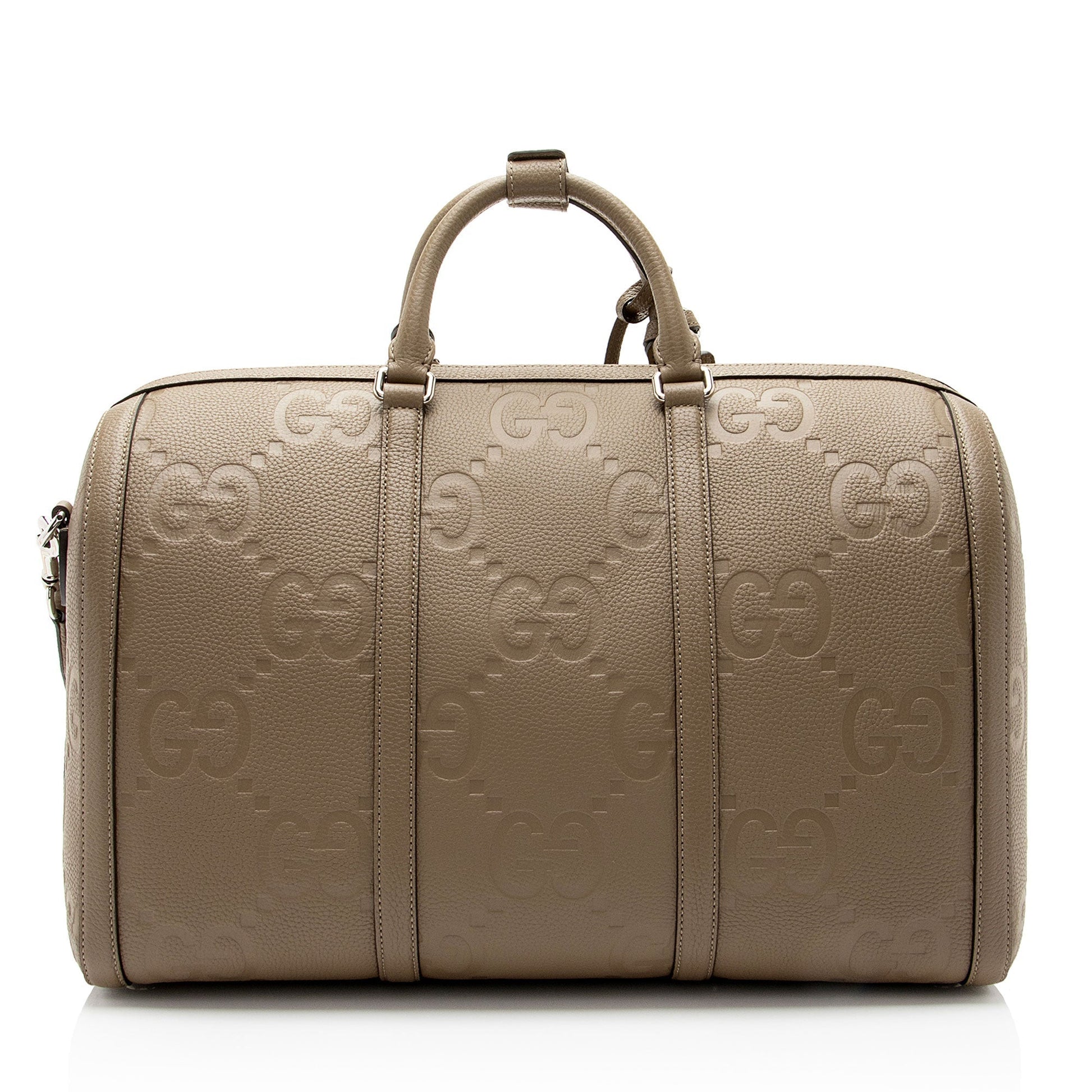 Gucci Jumbo GG Duffle SHF-sZd V Leather Nylon Beige Small Travel Bag