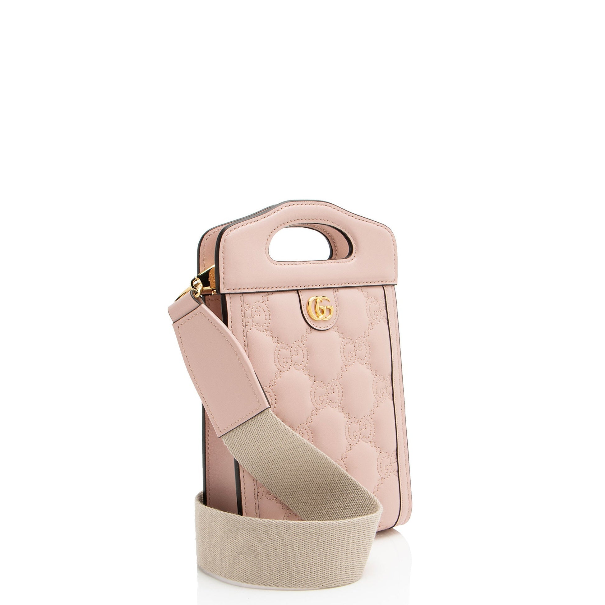 Gucci Jumbo GG Matelasse Leather Pink Mini Crossbody Bag