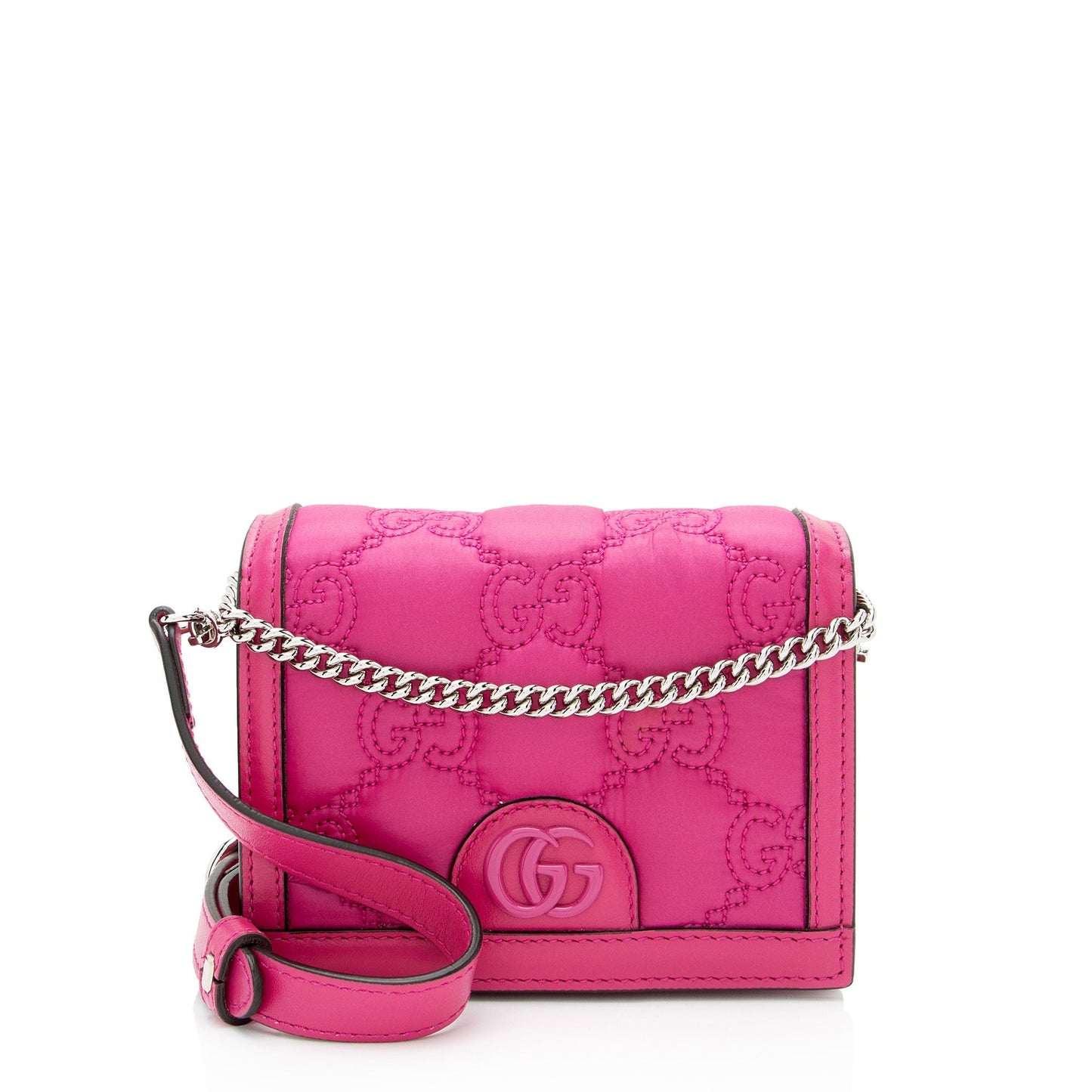 Gucci Jumbo GG Chain SHF-Lmth9n Matelasse Leather Nylon Pink Crossbody Bag