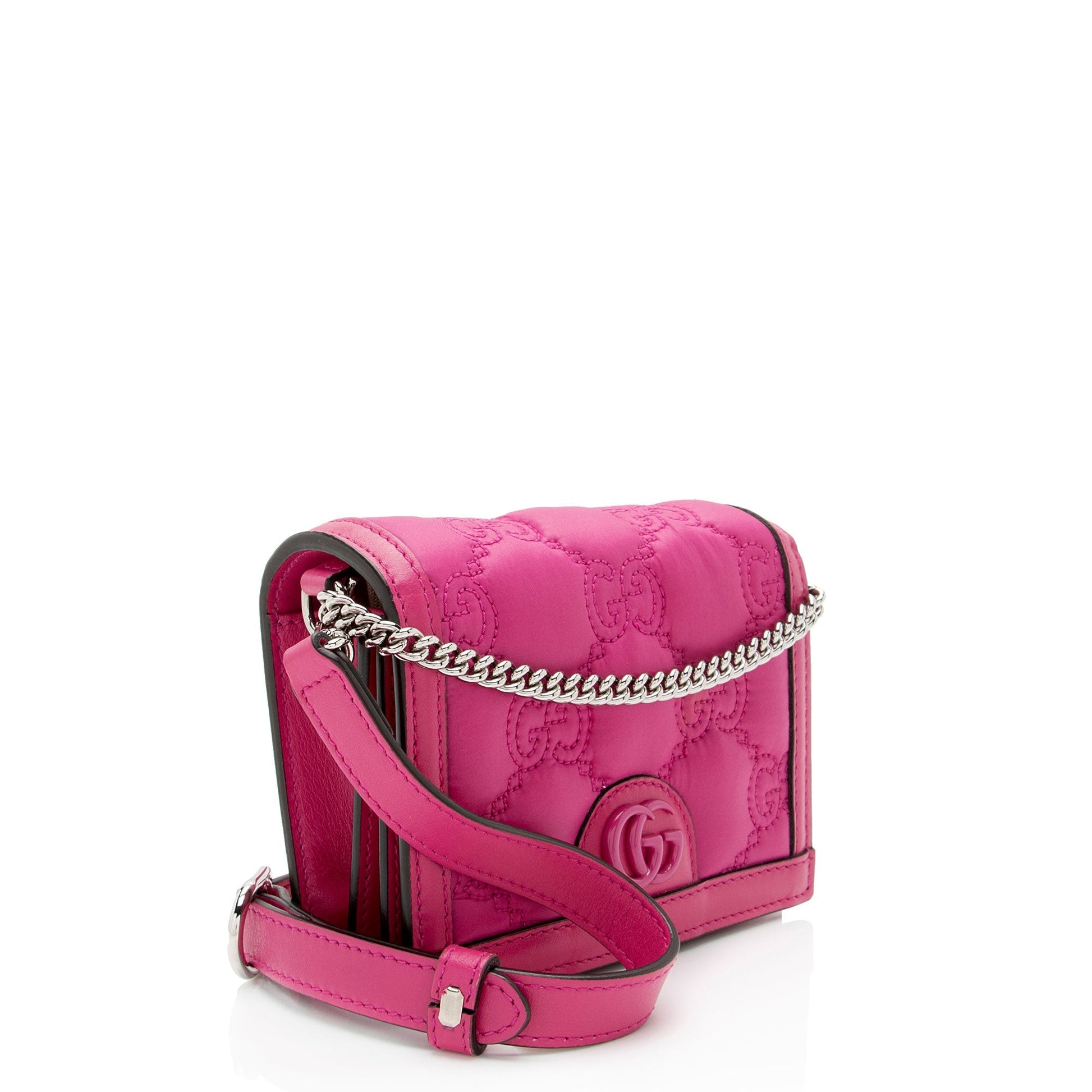 Gucci Jumbo GG Chain SHF-Lmth9n Matelasse Leather Nylon Pink Crossbody Bag
