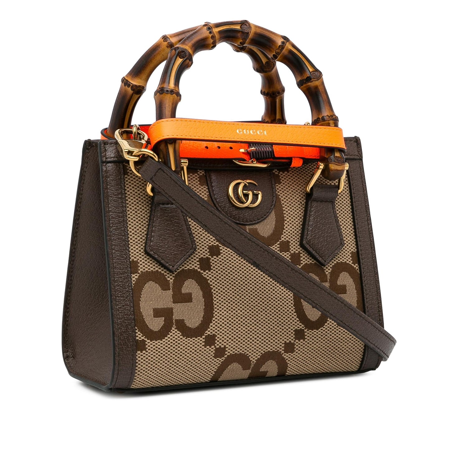 Gucci Jumbo GG Diana Bamboo SHG-19Kin2 Canvas Brown Mini Satchel Bag