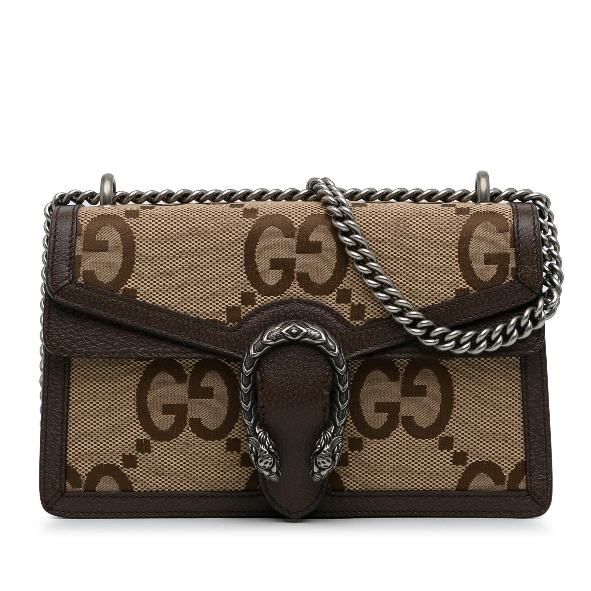 Gucci Jumbo GG Dionysus SHG-FDKSd5 Canvas Calf Brown Small Shoulder Bag