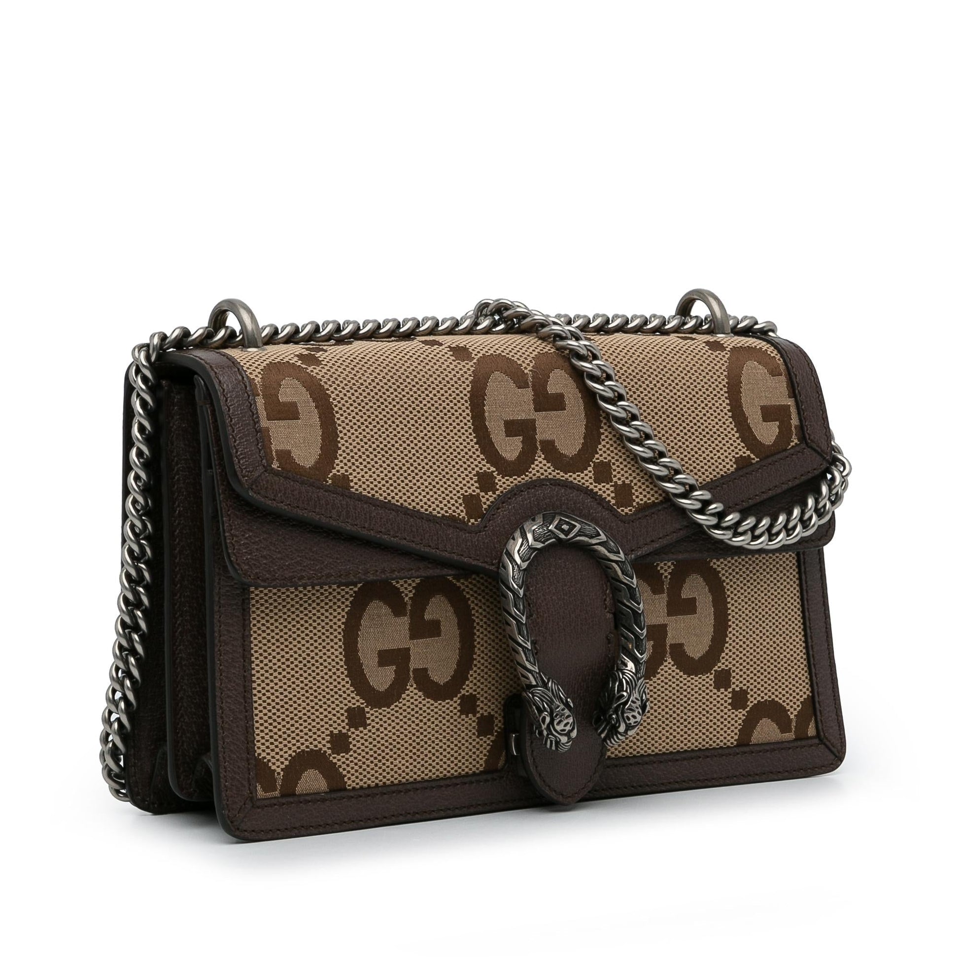 Gucci Jumbo GG Dionysus SHG-FDKSd5 Canvas Calf Brown Small Shoulder Bag