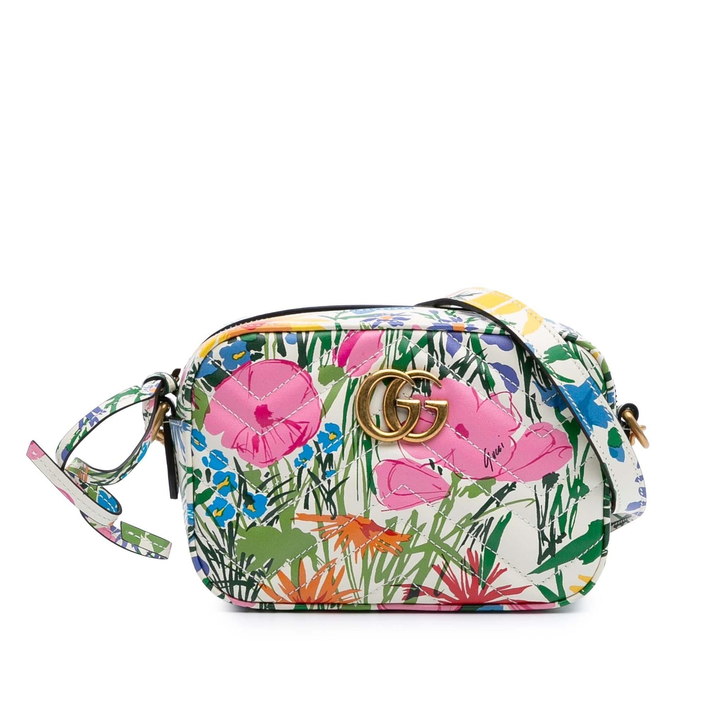 Gucci Ken Scott GG Marmont Floral Matelasse Leather Mini Crossbody Bag