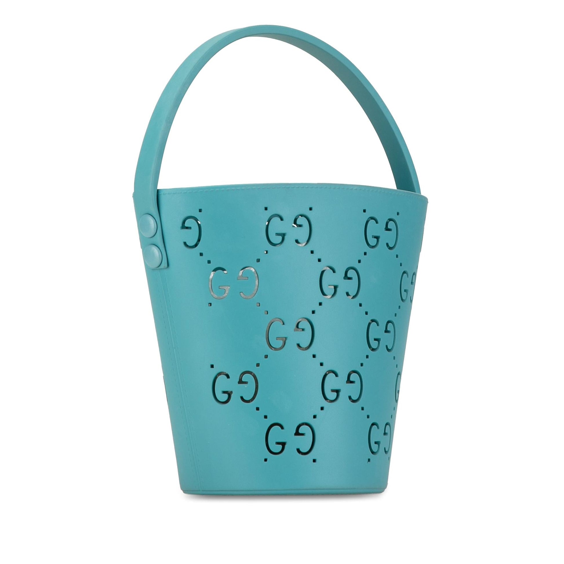 Gucci Kids GG Rubber SHG-fUSCGL Canvas Blue Bucket Shoulder Bag