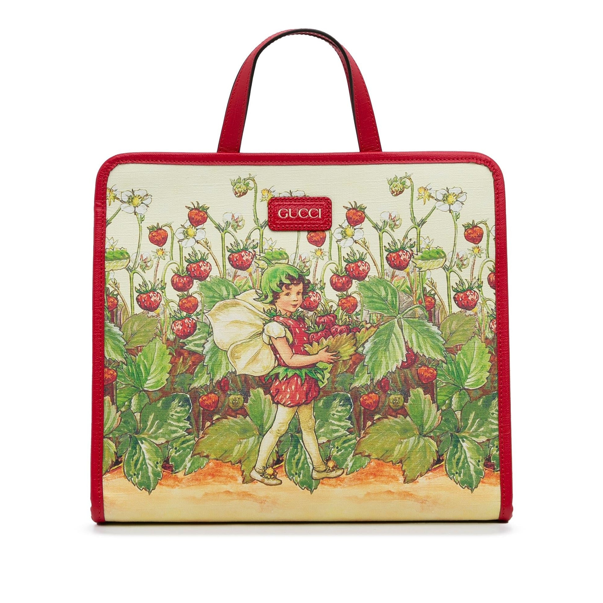 Gucci Kids Strawberry Fairy SHG-dJmIwe Canvas Red Tote Bag