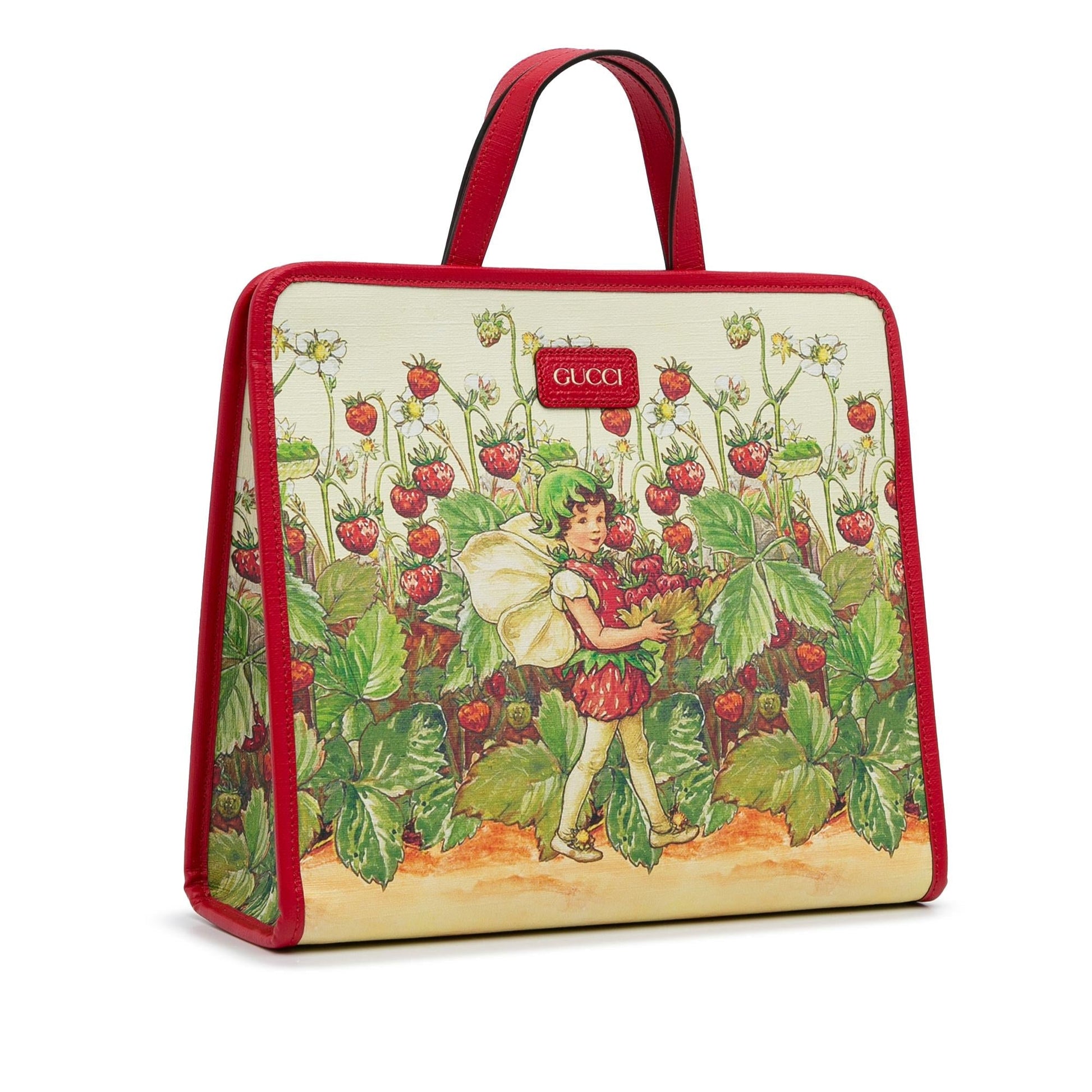 Gucci Kids Strawberry Fairy SHG-dJmIwe Canvas Red Tote Bag