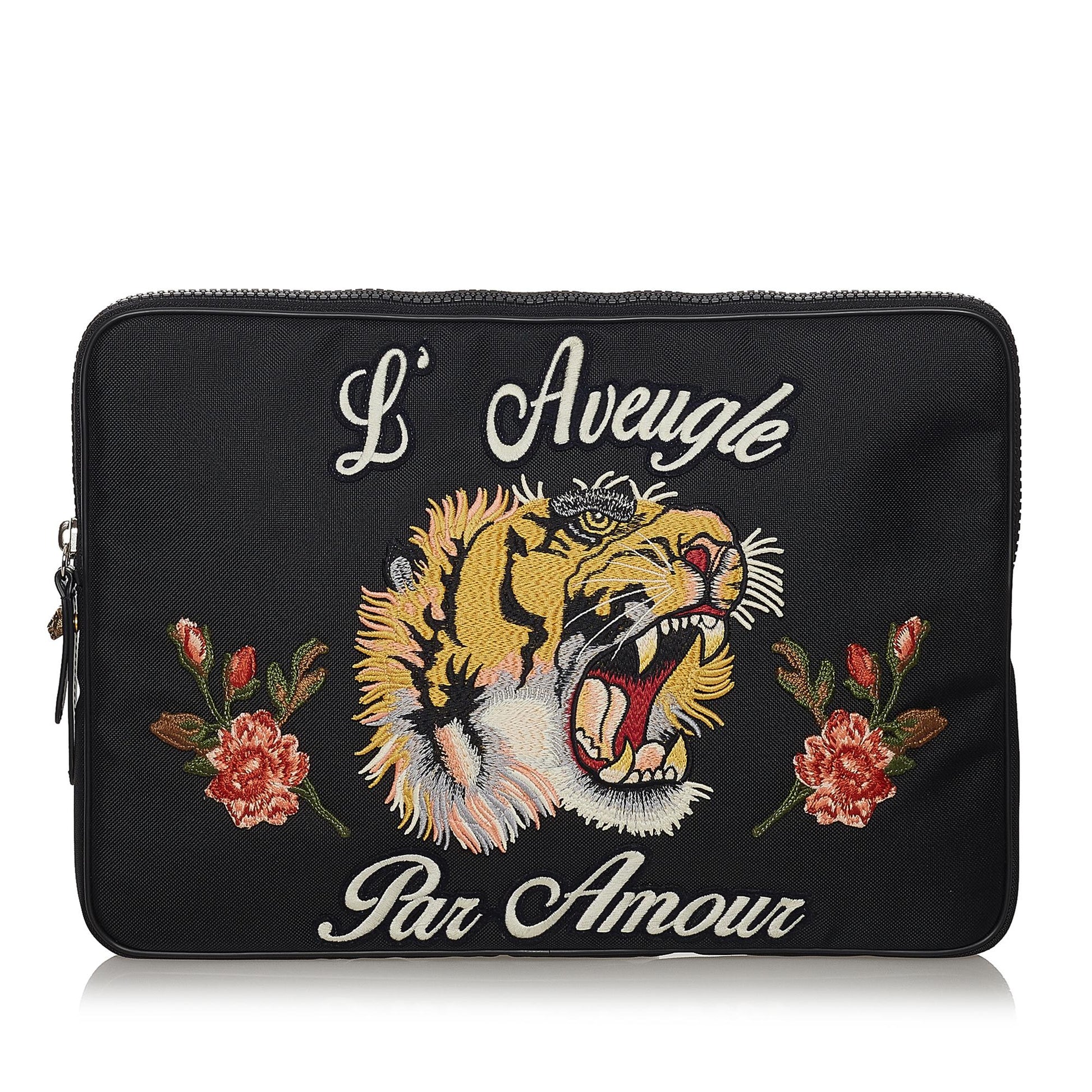 Gucci LAveugle Par Amour SHG Nylon Black Clutch Bag