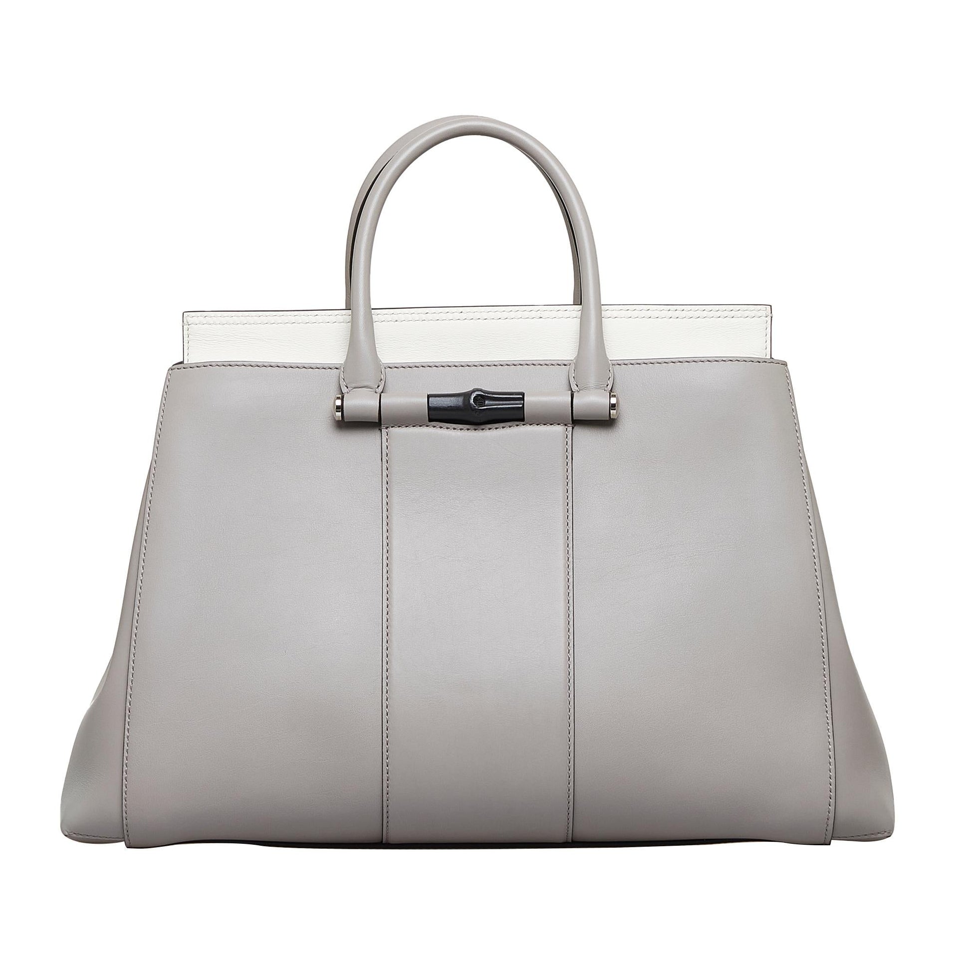 Gucci Lady Bamboo SHG-l18GiE Calf Grey Satchel Bag
