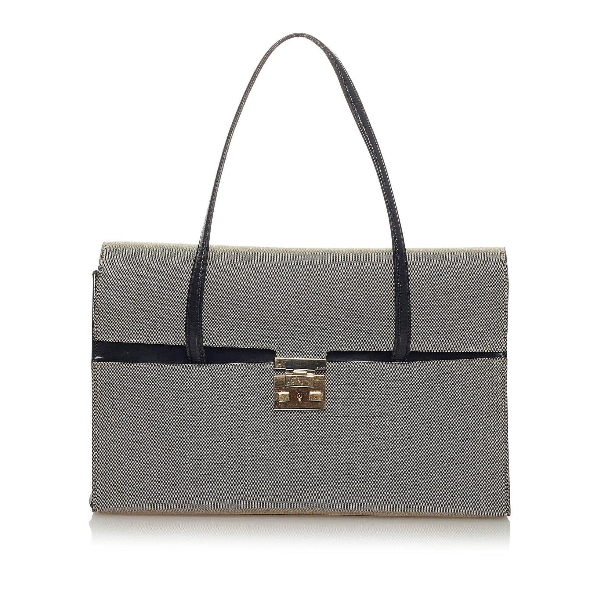 Gucci Lady Lock SHG Canvas Black Grey Tote Bag