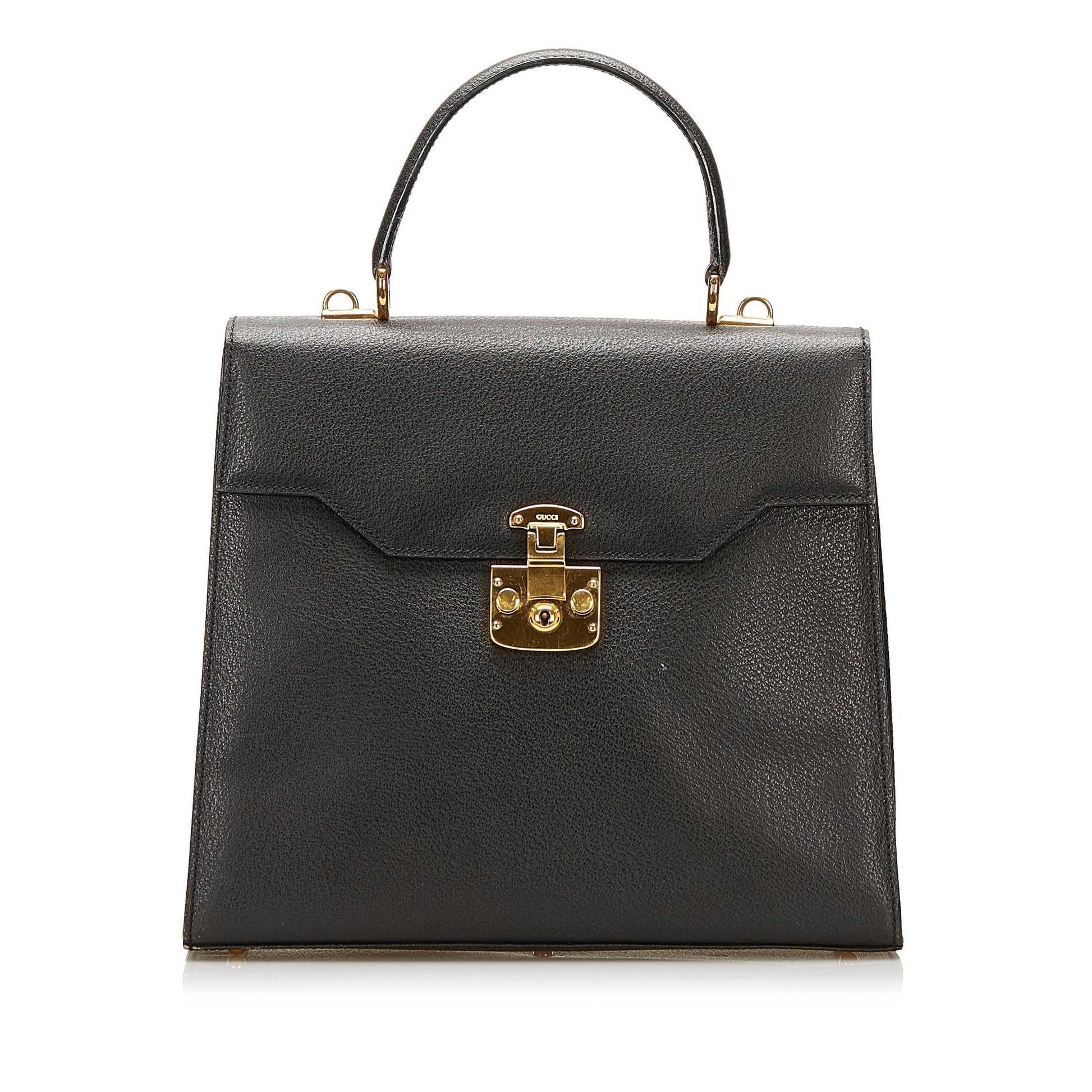 Gucci Lady Lock SHG Leather Calf Black Satchel Bag