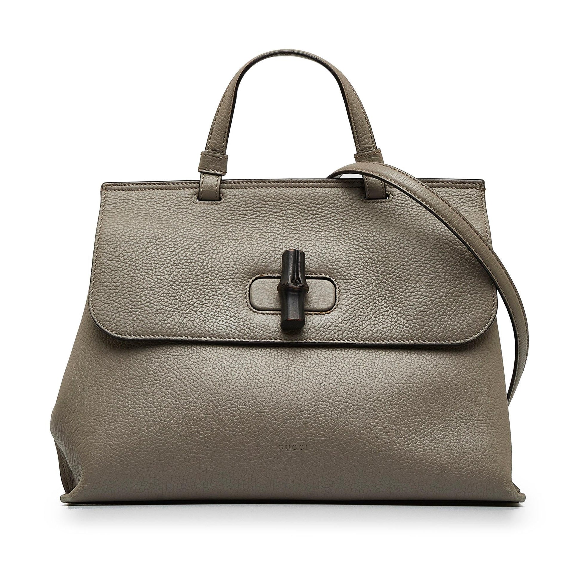 Gucci Bamboo Daily SHG-qyLpsX Calf Grey Large Satchel Bag