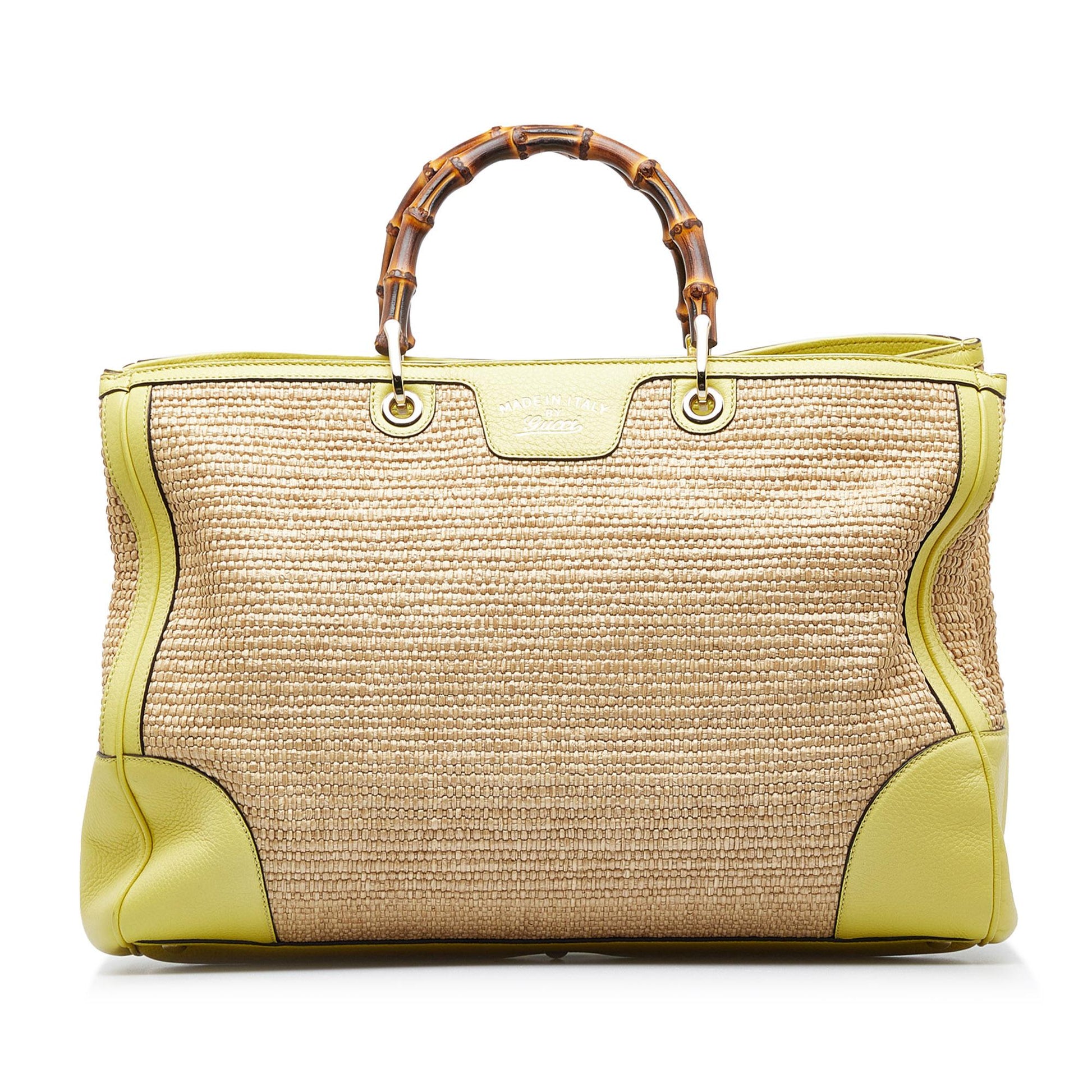 Gucci Bamboo SHG-xxZMBj Raffia Brown Large Satchel Bag