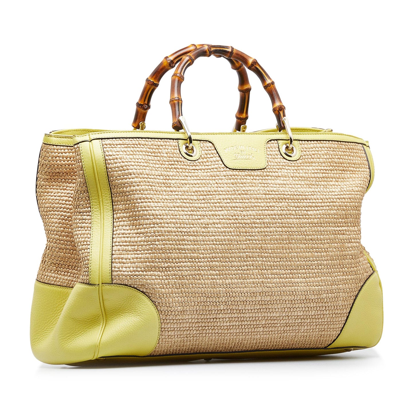 Gucci Bamboo SHG-xxZMBj Raffia Brown Large Satchel Bag
