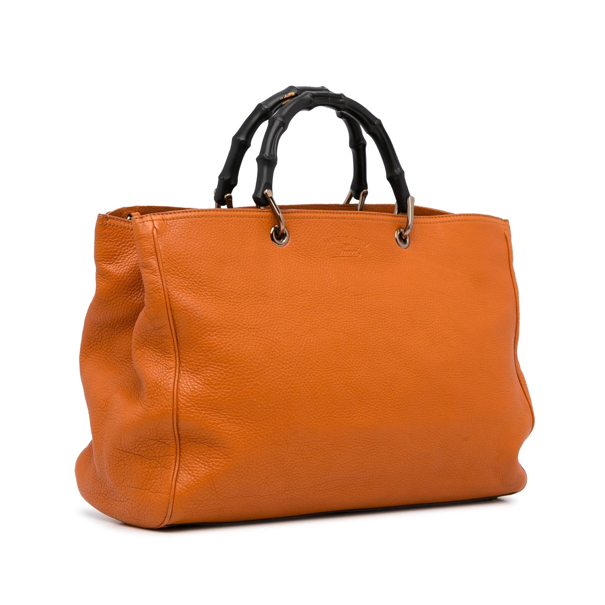 Gucci Bamboo Shopper SHG-tQylBz Calf Orange Large Satchel Bag