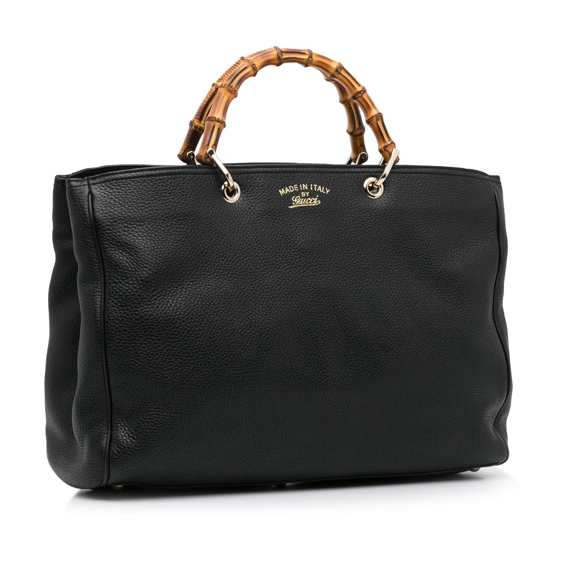 Gucci Bamboo Shopper SHG-36zcVt Calf Black Large Satchel Bag