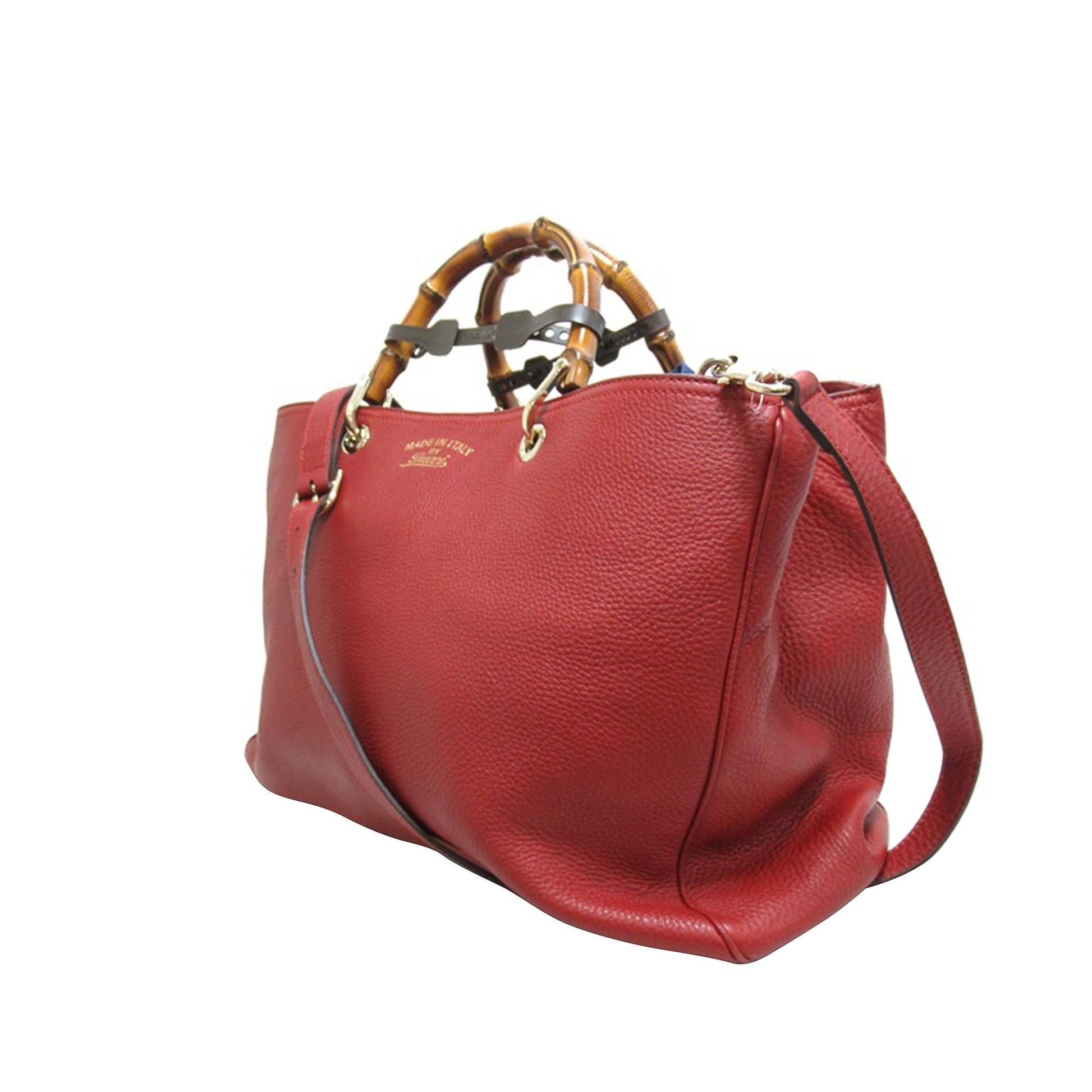Gucci Bamboo Shopper SHG-HRpByK Calf Red Large Satchel Bag