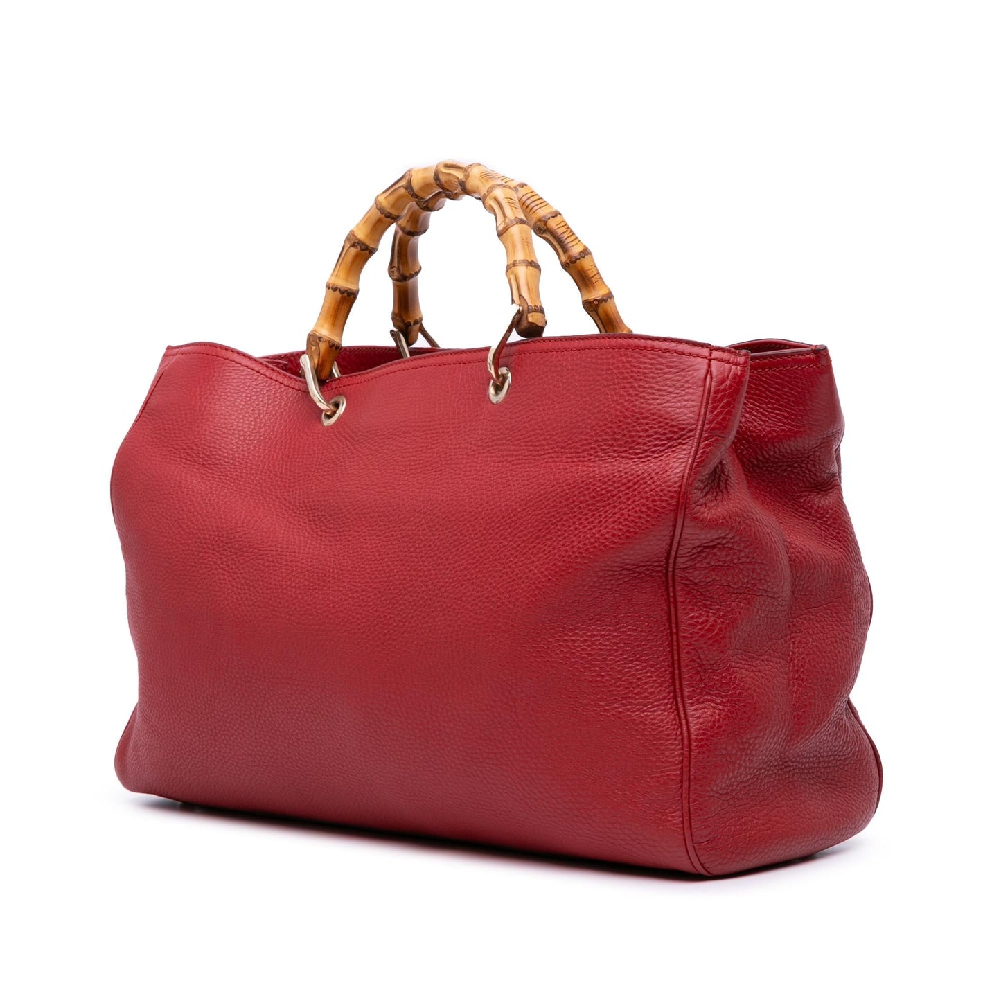 Gucci Bamboo Shopper Sachel Calf Calfskin Red Large Satchel Bag