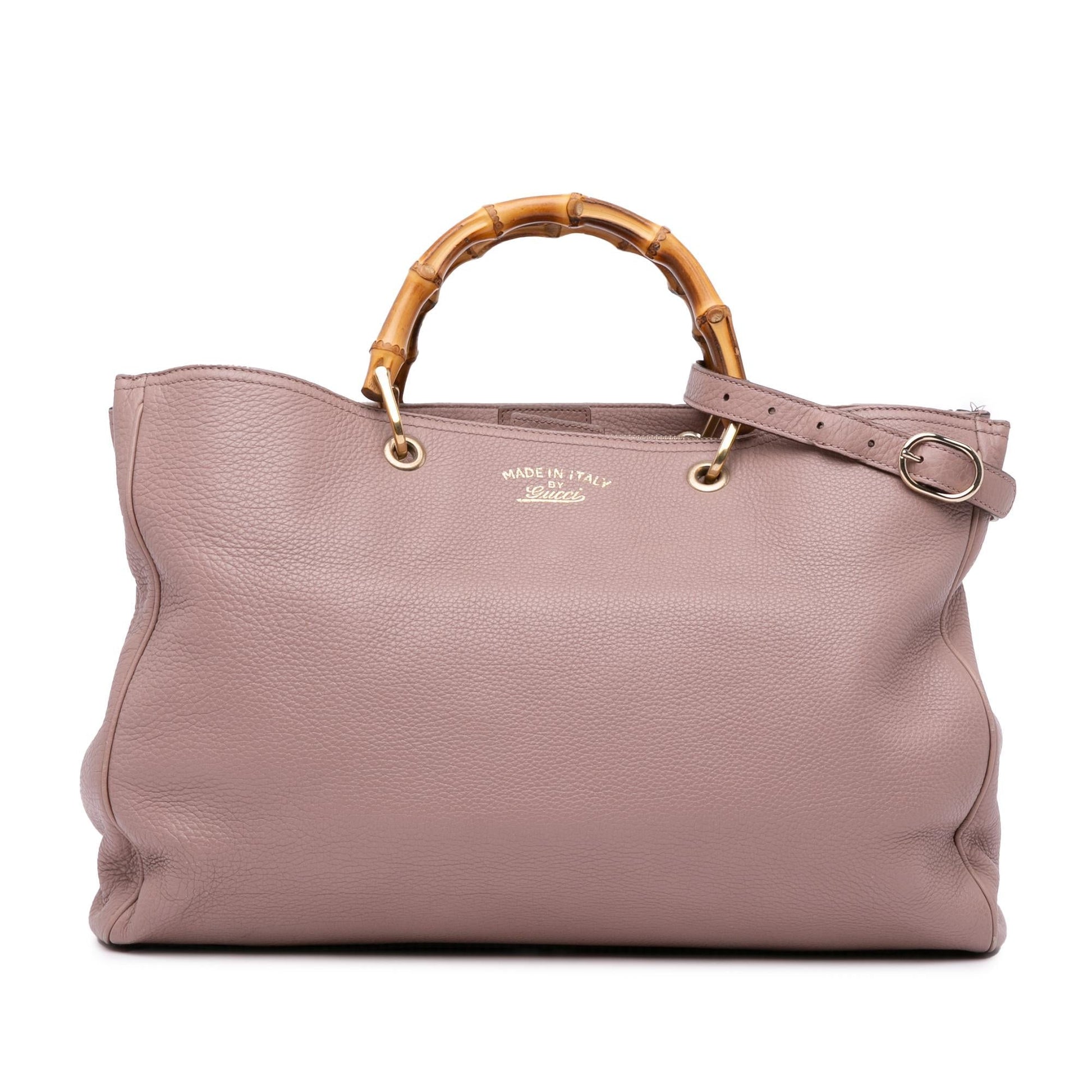 Gucci Bamboo Shopper Calf Calfskin Pink Large Satchel Bag Shopper Satchel