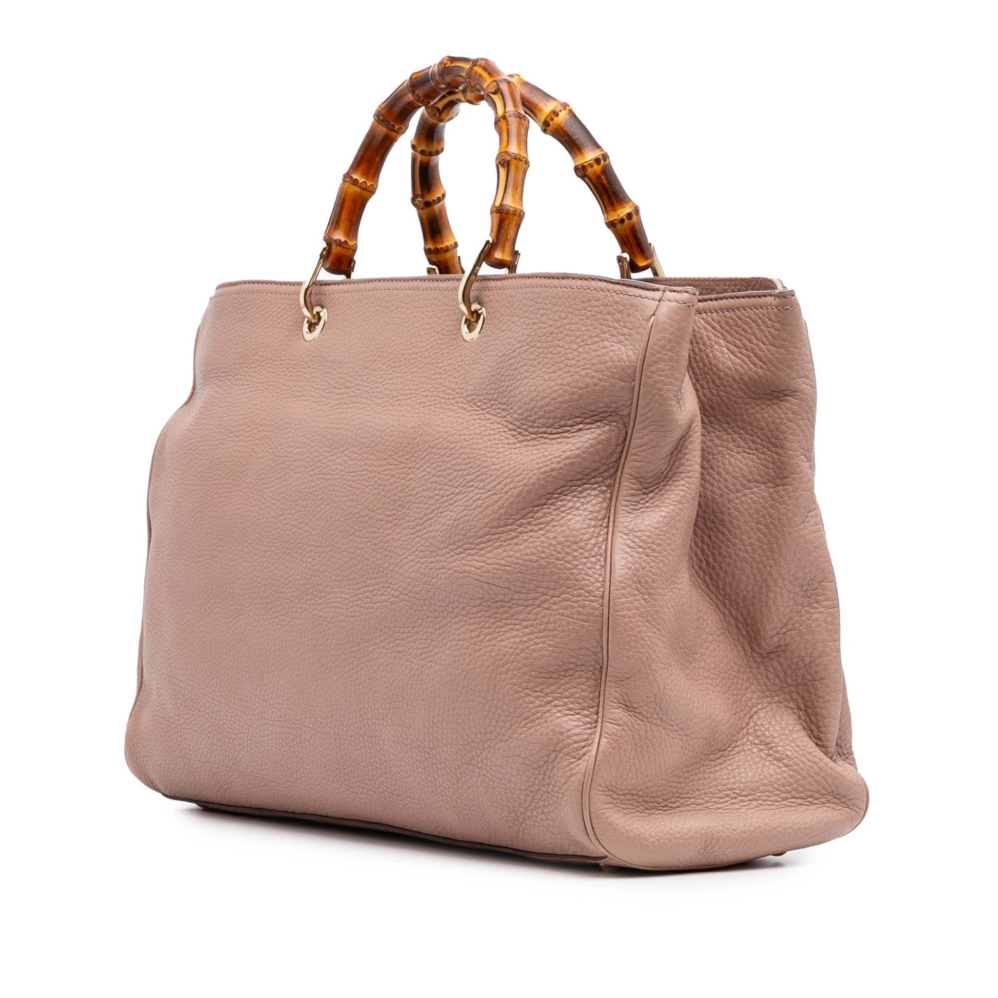 Gucci Bamboo Shopper Calf Calfskin Pink Large Satchel Bag