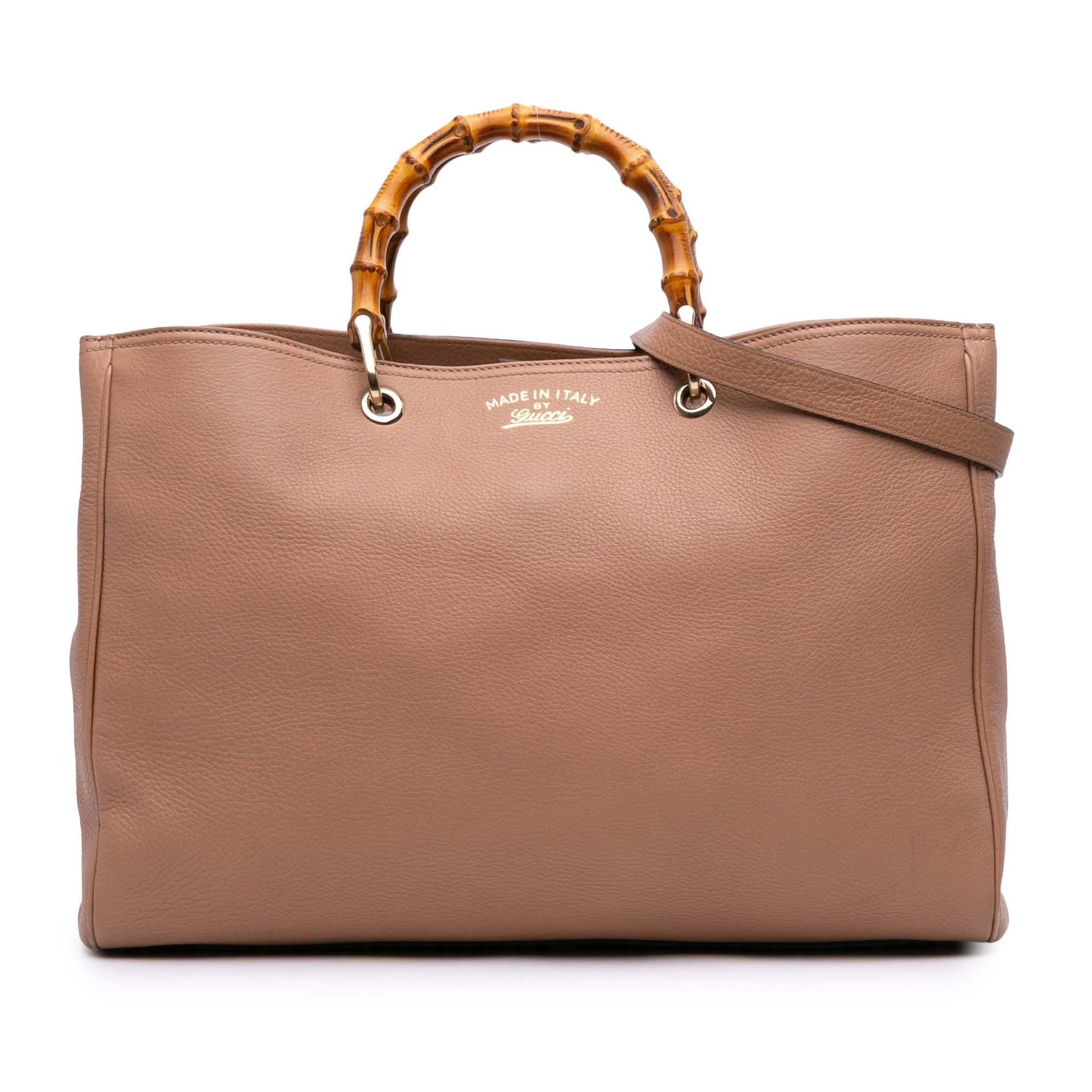 Gucci Bamboo Shopper Calf Calfskin Brown Large Satchel Bag