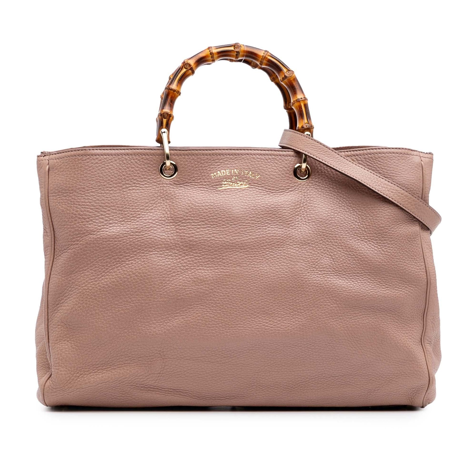 Gucci Bamboo Shopper Calf Calfskin Pink Large Satchel Bag Satchel 4