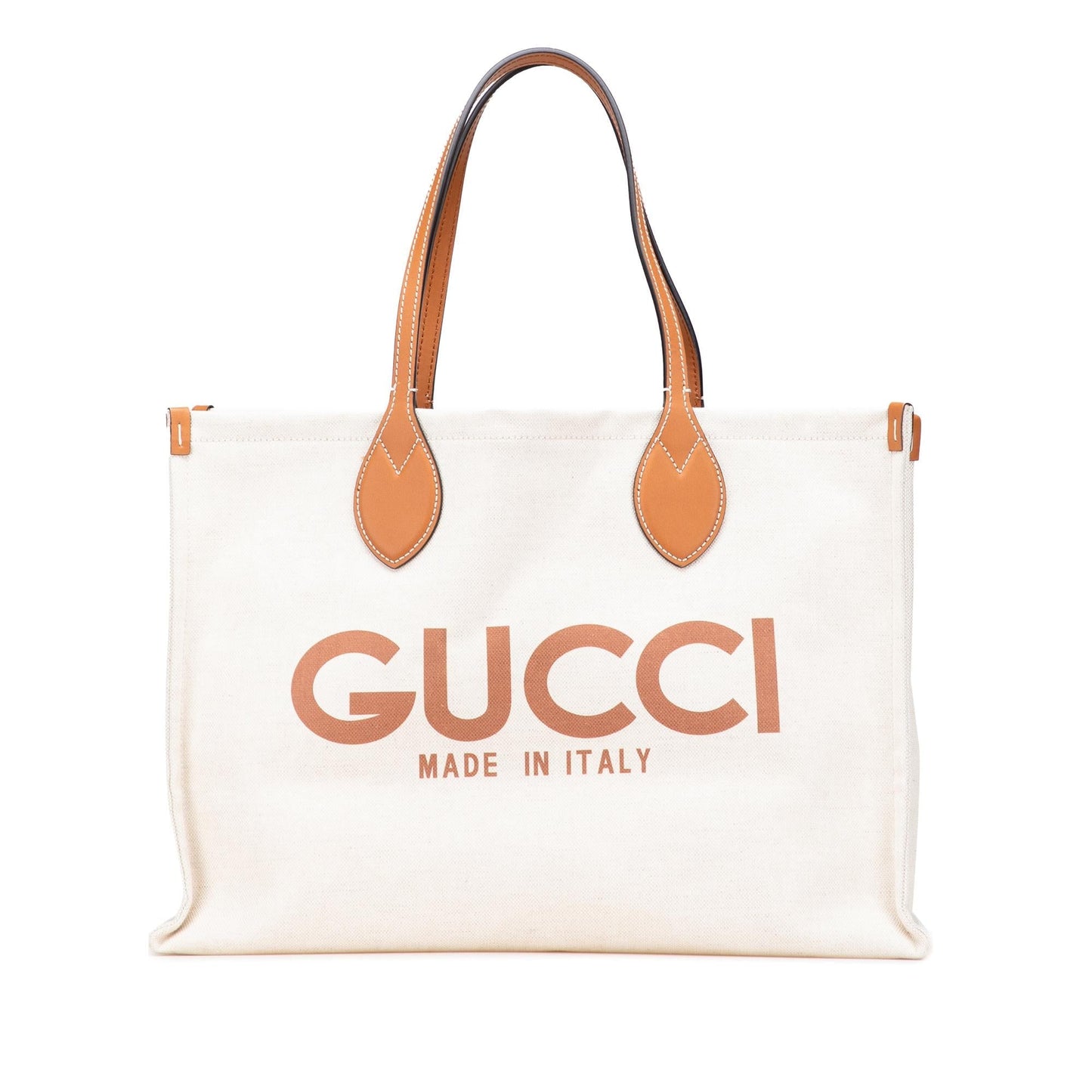 Gucci Canvas Logo Brown Large Tote Bag