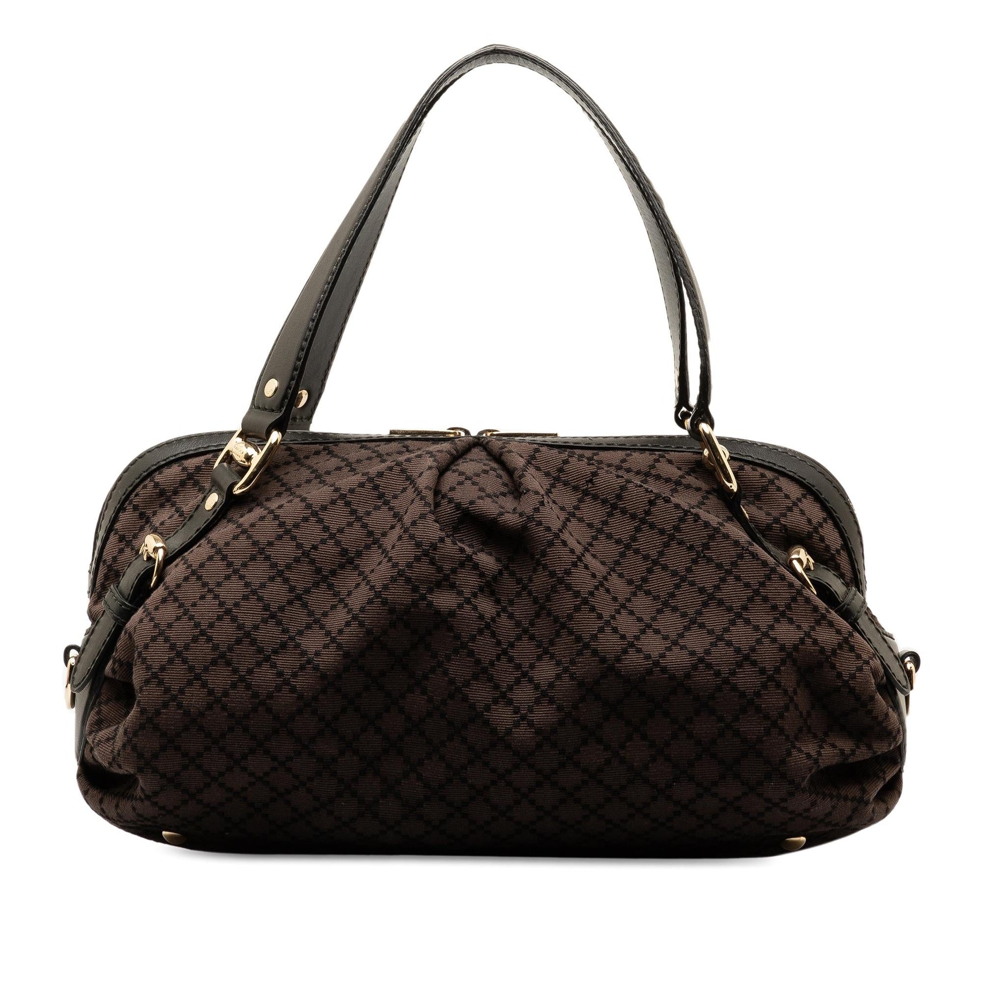 Gucci Diamante Bridle Boston SHG-5Pli7x Canvas Brown Large Shoulder Bag