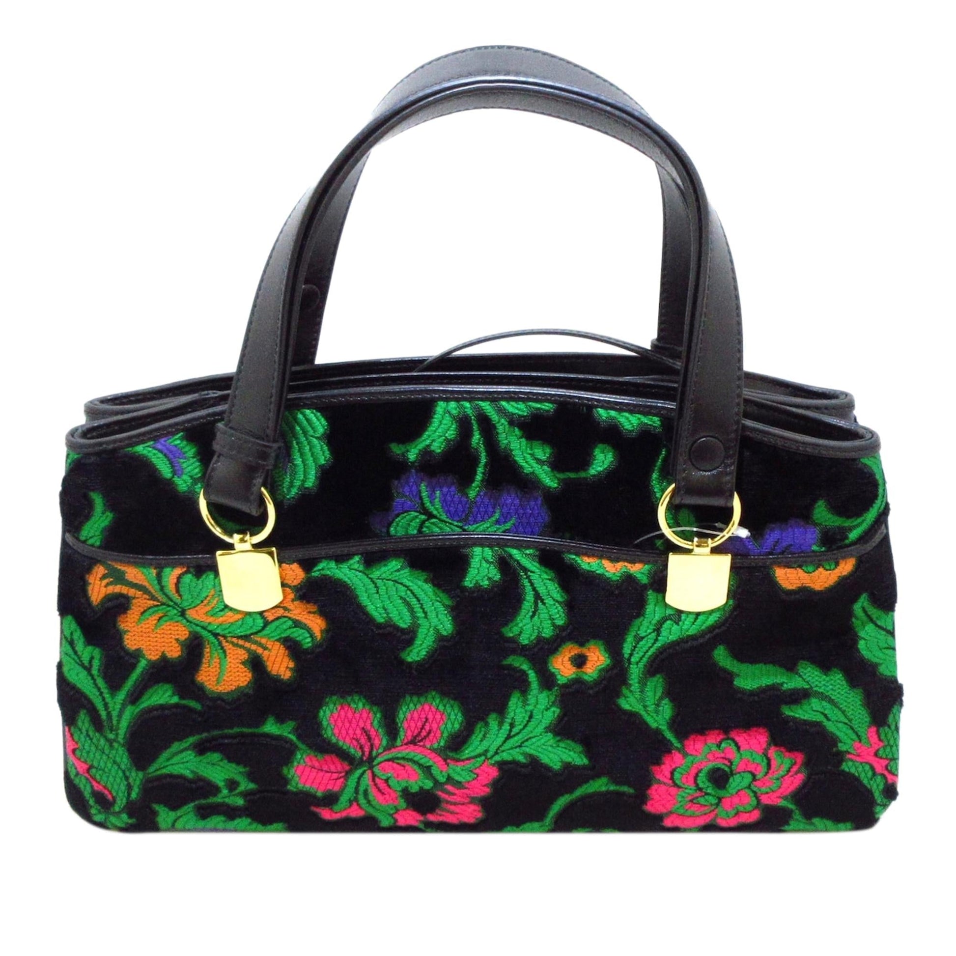 Gucci Floral Arli SHG-nNRLcR Calf Black Large Satchel Bag