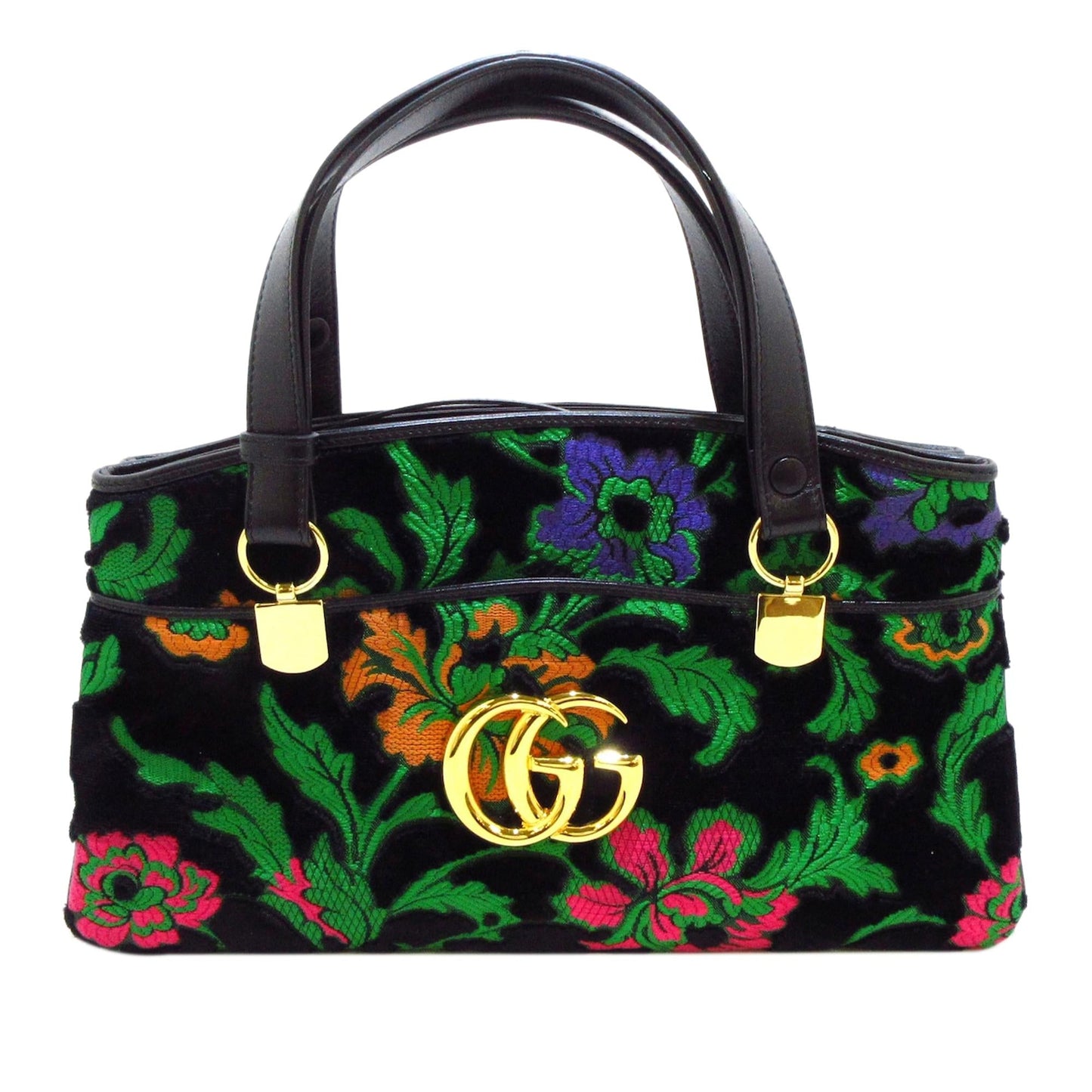 Gucci Floral Arli SHG-nNRLcR Calf Black Large Satchel Bag