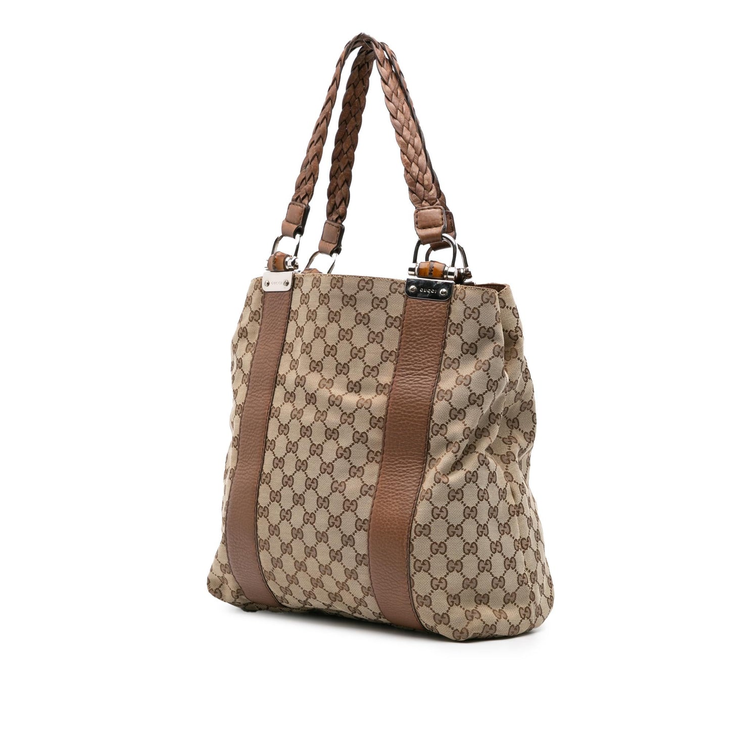 Gucci GG Bamboo Bar Canvas Brown Large Tote Bag