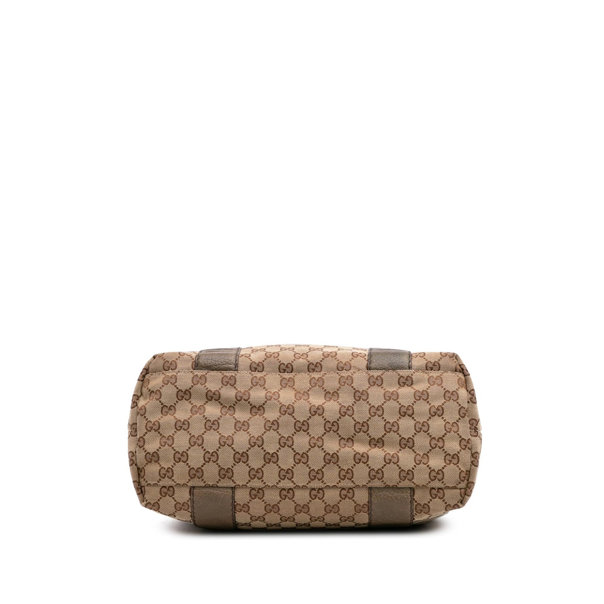 Gucci GG Bamboo Libeccio Canvas Calf Brown Large Tote Bag