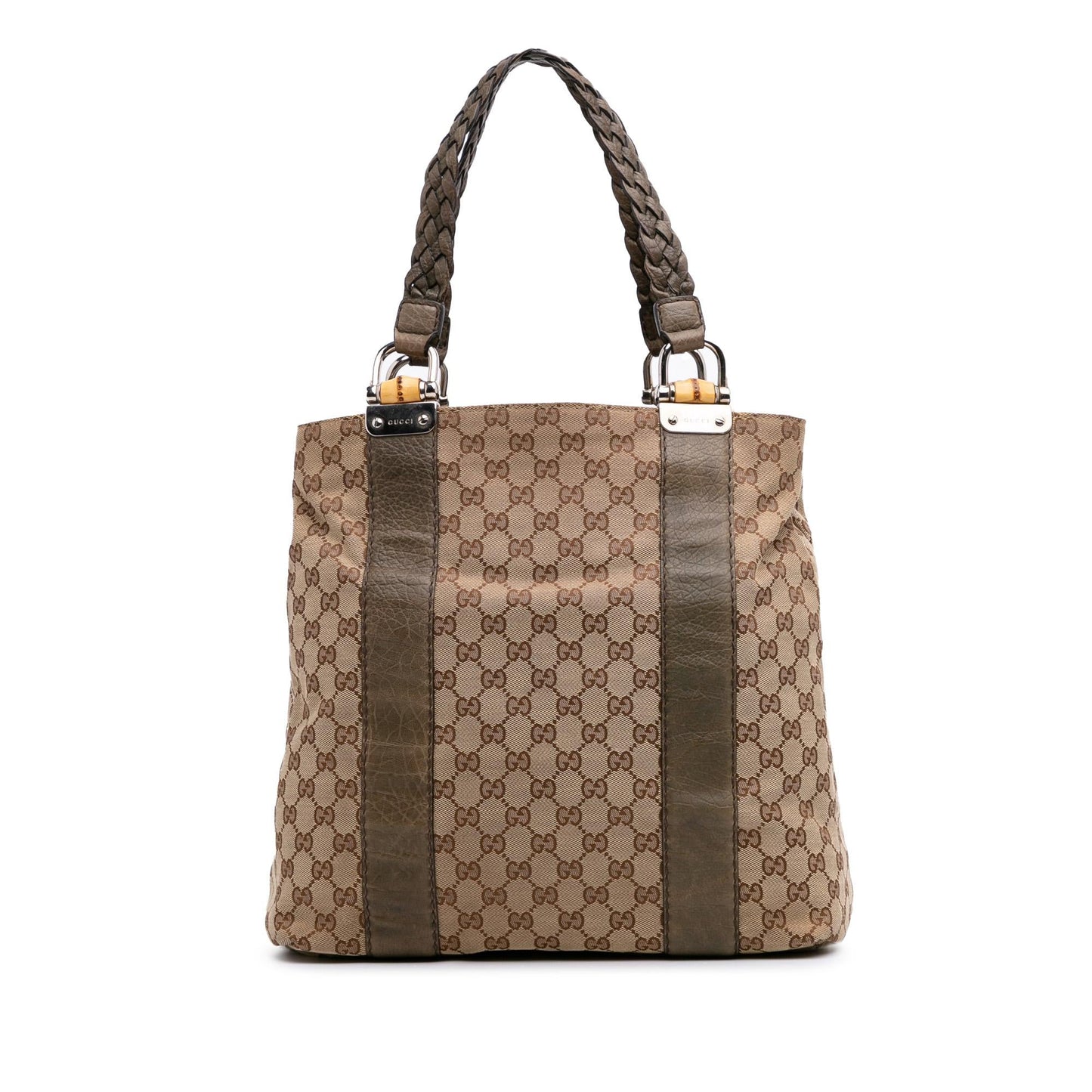 Gucci GG Bamboo Libeccio Canvas Calf Brown Large Tote Bag Tote 1
