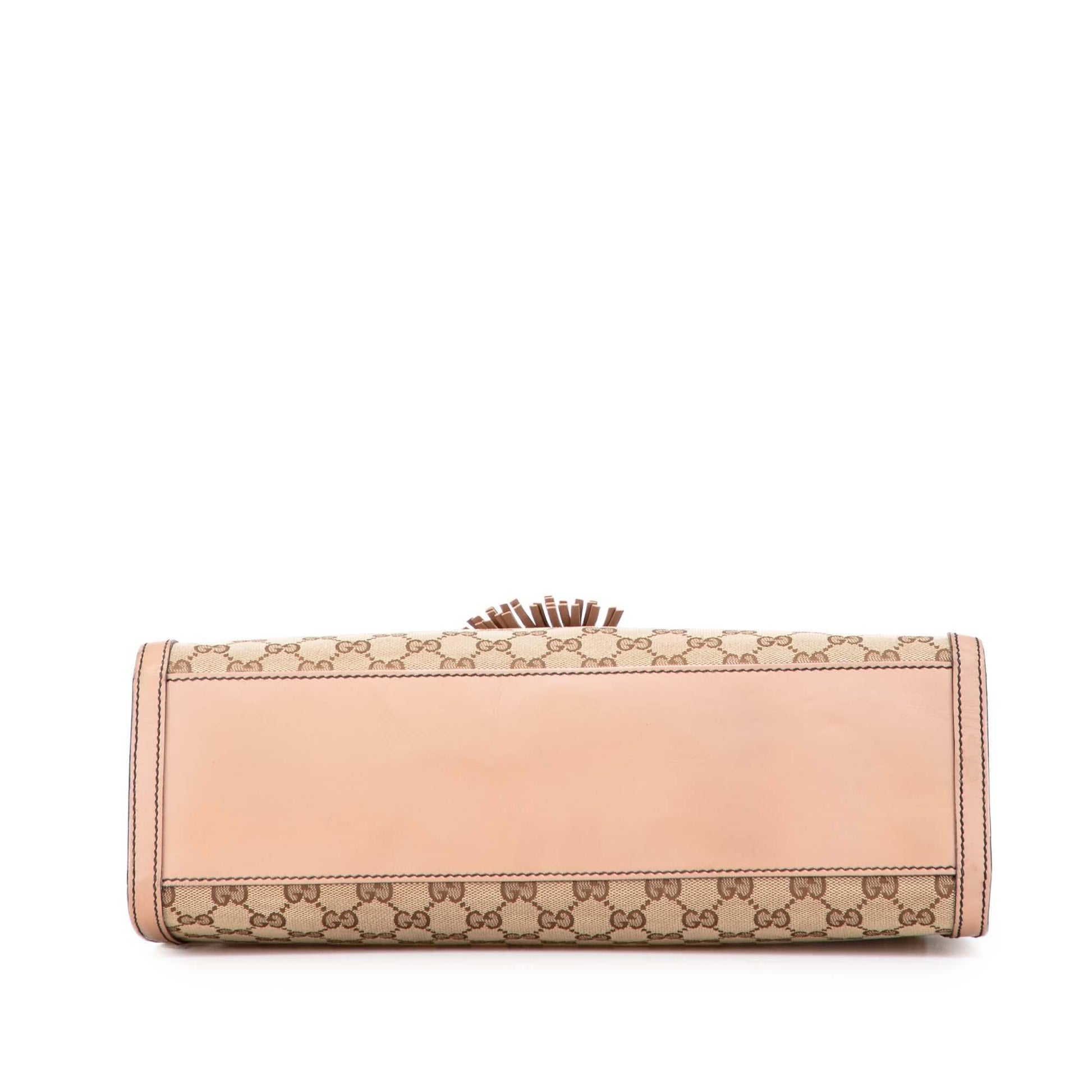 Gucci GG Emily Canvas Calf Brown Large Shoulder Bag