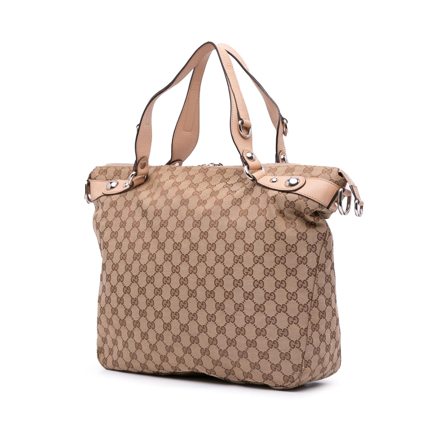 Gucci GG Icon Bit Canvas Calf Brown Large Satchel Bag