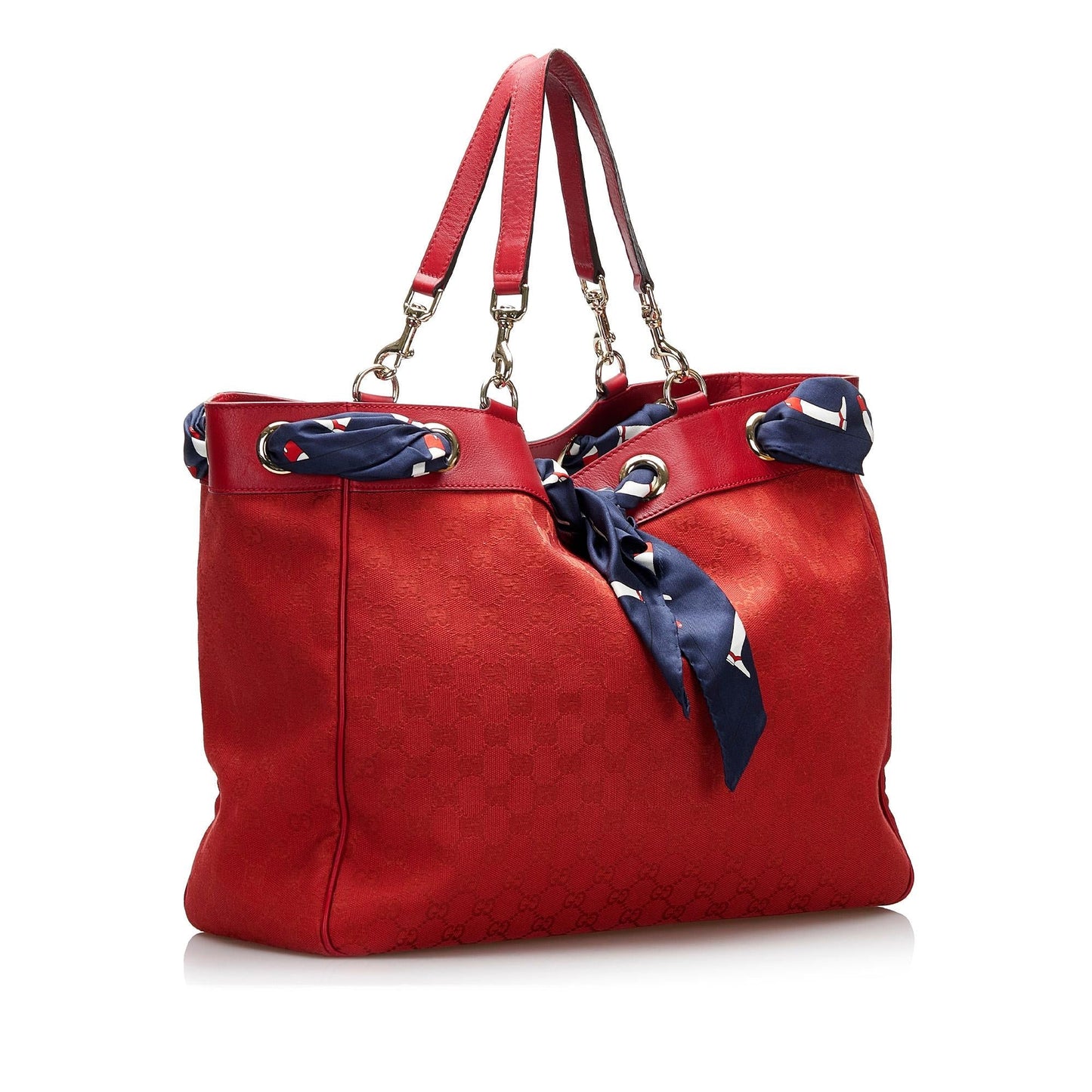 Gucci GG Positano SHG-a6TgEC Canvas Red Large Tote Bag