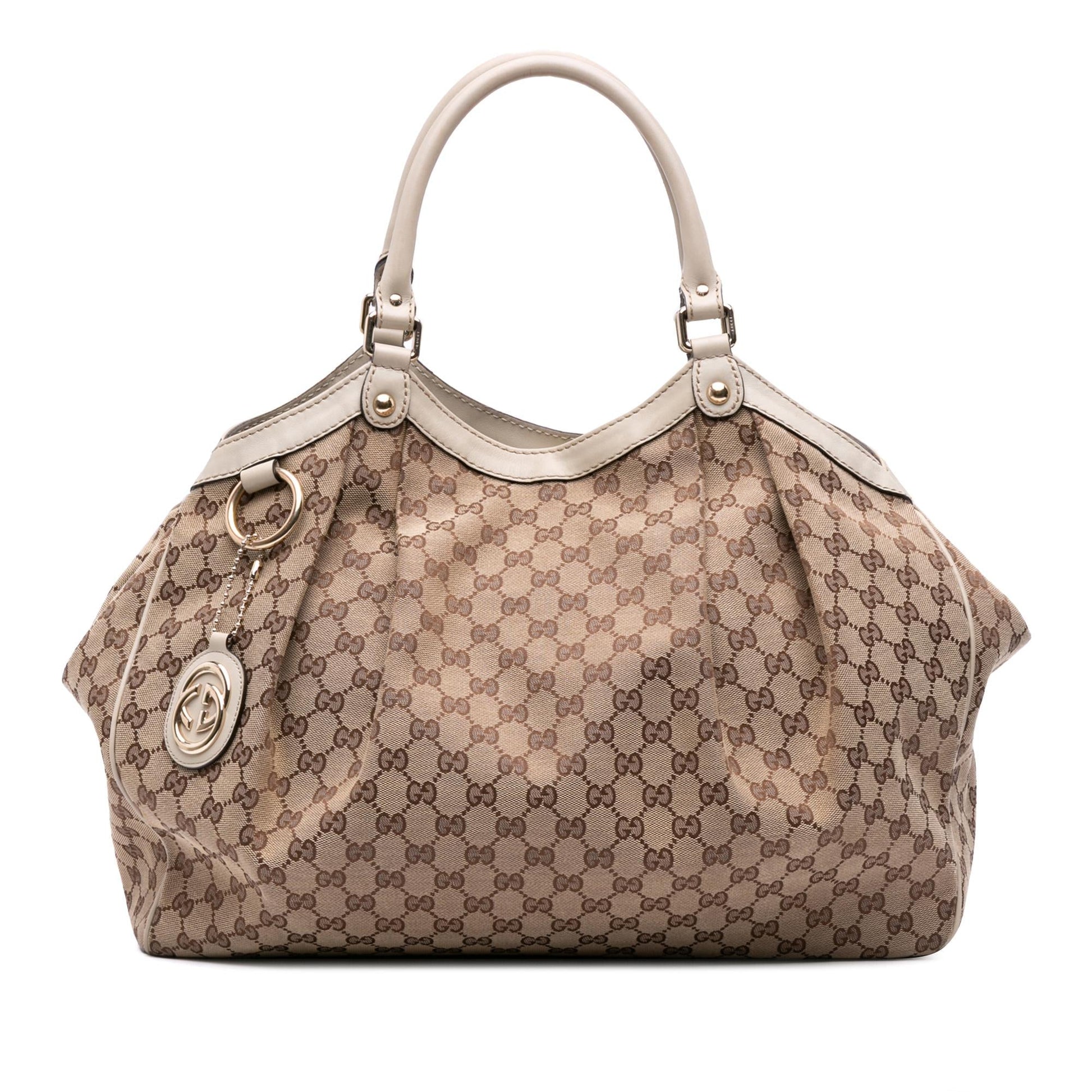 Gucci GG Sukey Canvas Calf Brown Large Tote Bag