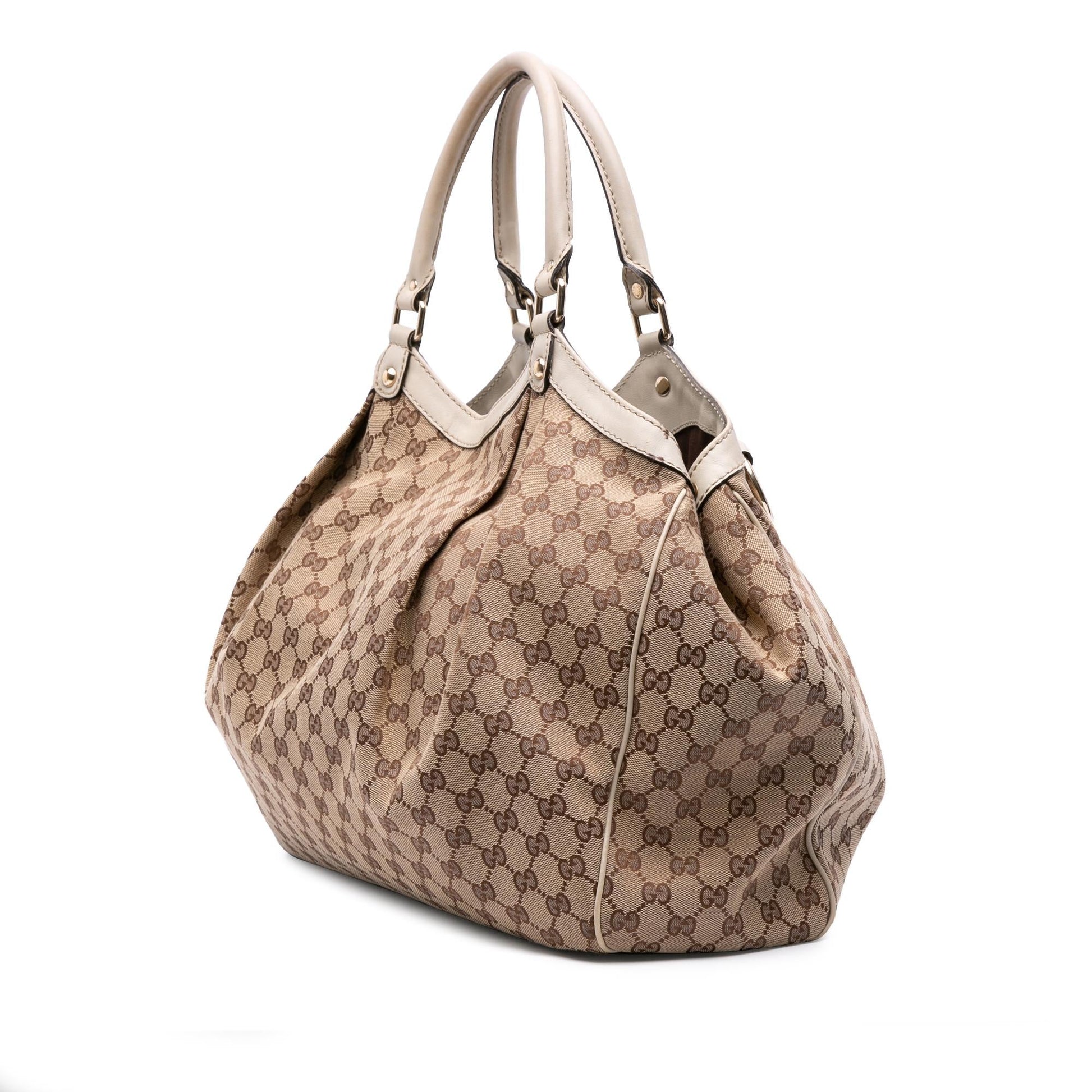 Gucci GG Sukey Canvas Calf Brown Large Tote Bag