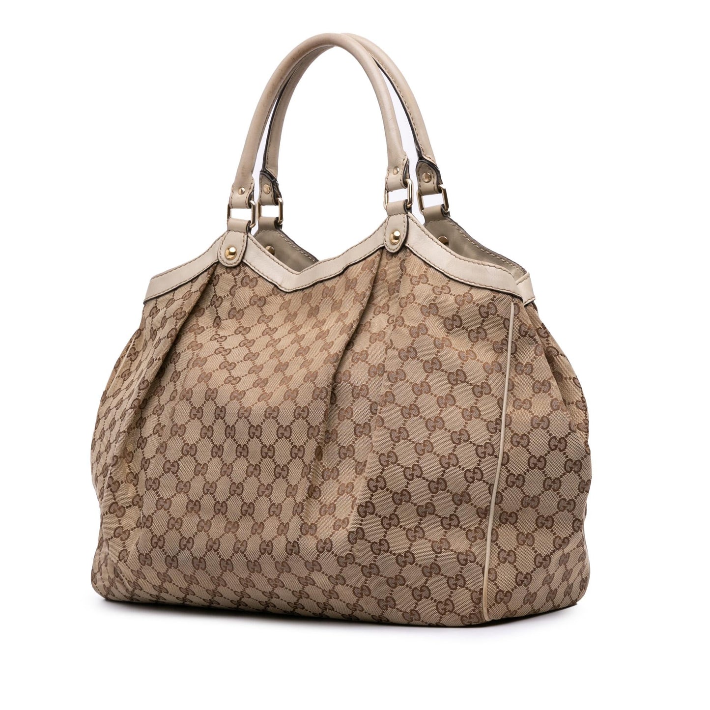 Gucci GG Sukey Canvas Calf Brown Large Tote Bag Tote 4