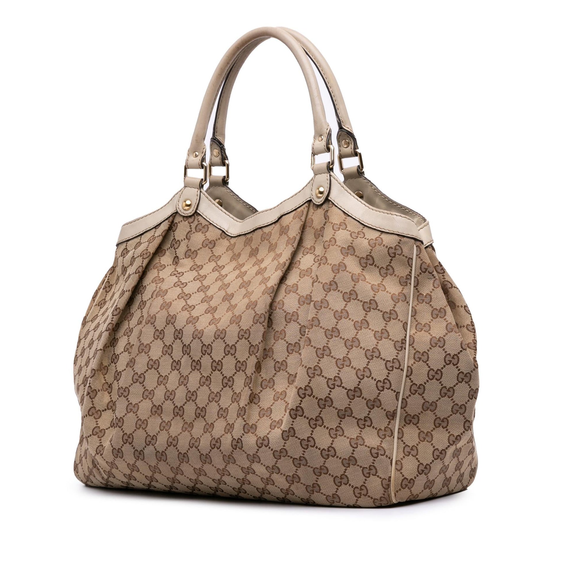 Gucci GG Sukey Canvas Calf Brown Large Tote Bag Tote 4