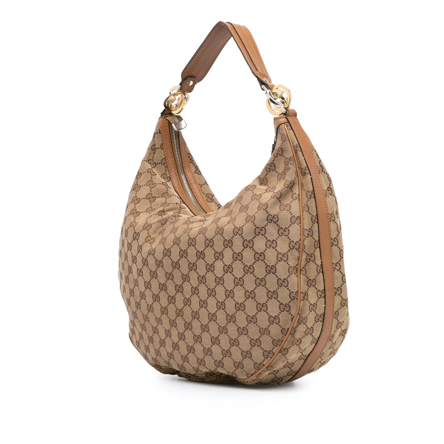 Gucci GG Twins Canvas Calf Brown Large Shoulder Bag