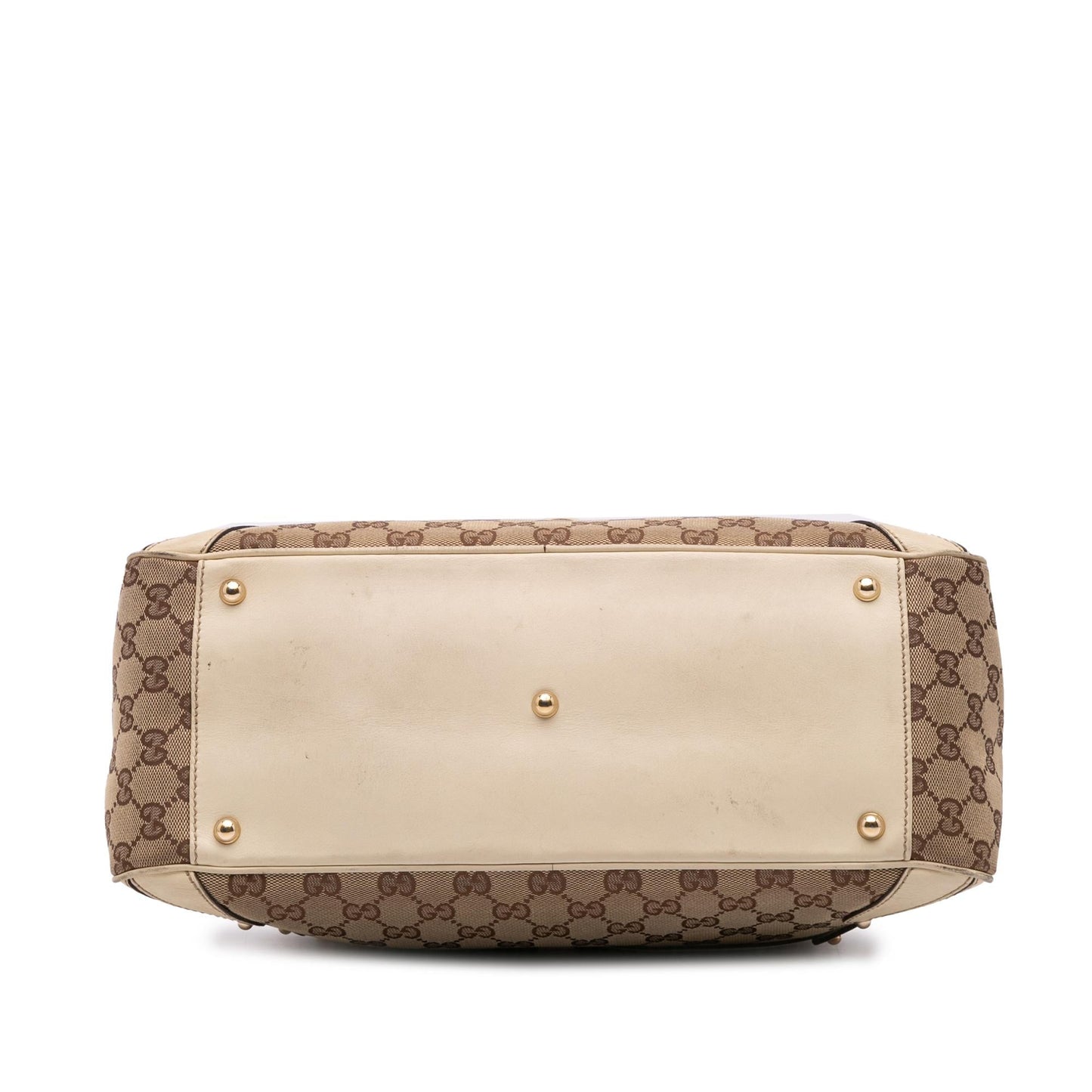 Gucci GG Wave Canvas Calf White Brown Satchel Bag