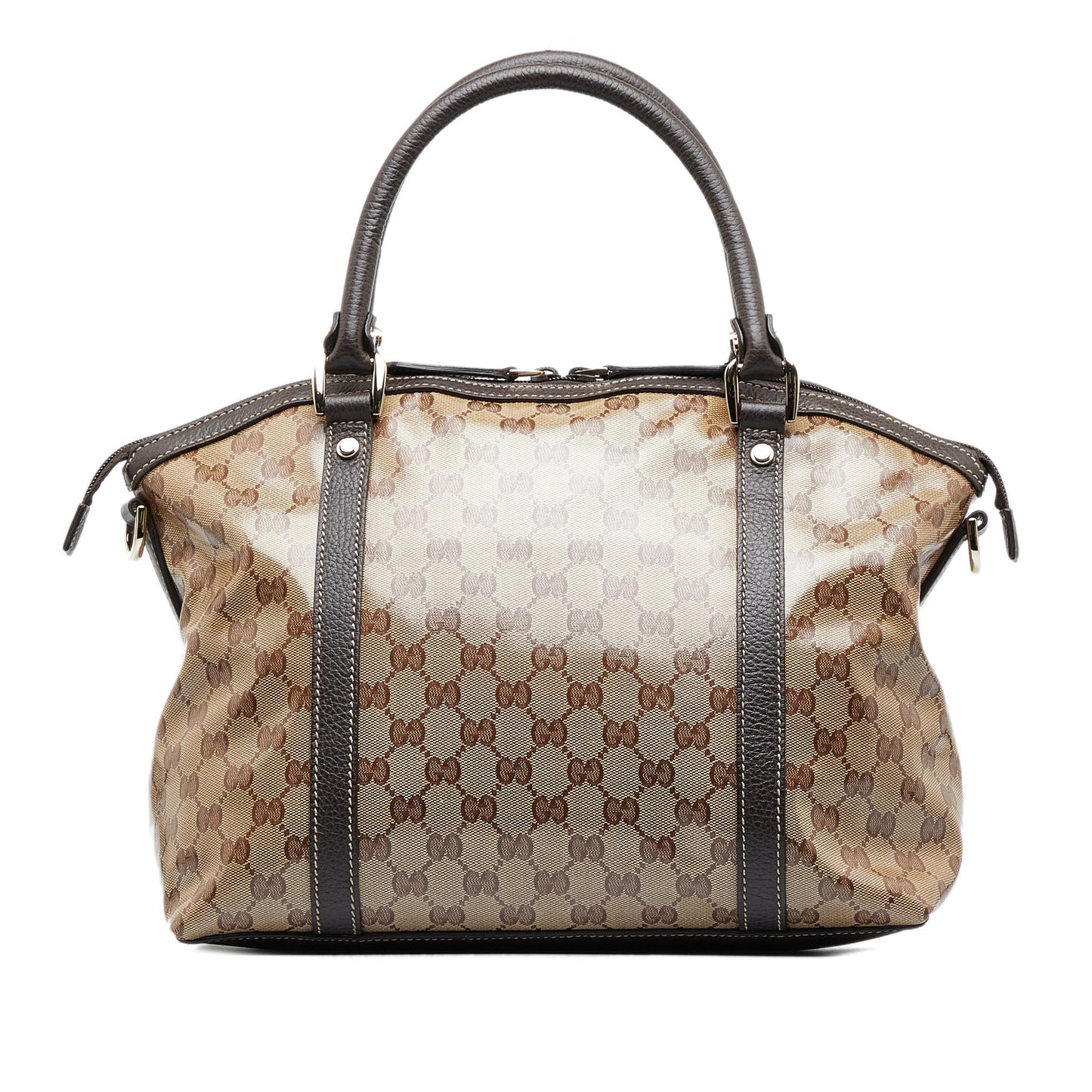 Gucci GG Crystal Charm Dome SHG-7wkE8H Calf Brown Large Satchel Bag