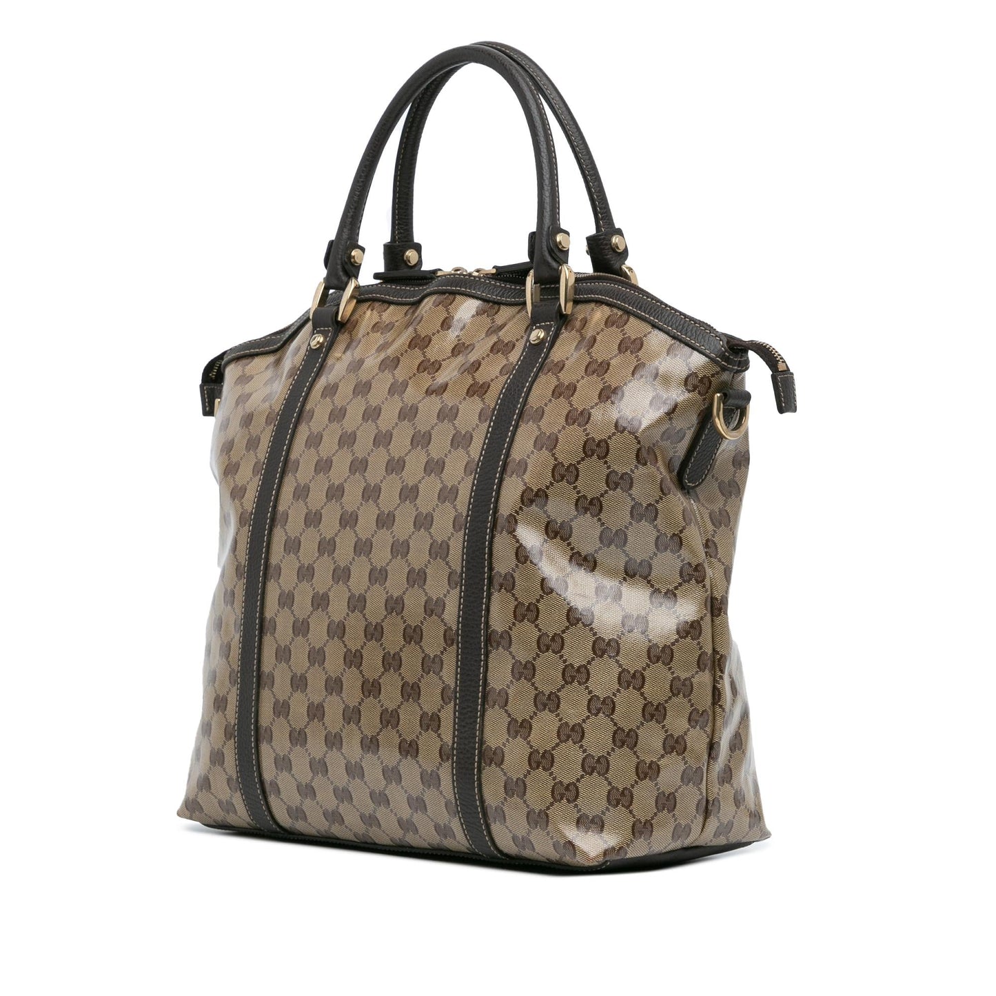 Gucci GG Crystal Charm Dome SHG-B8IvaG Canvas Calf Brown Large Satchel Bag