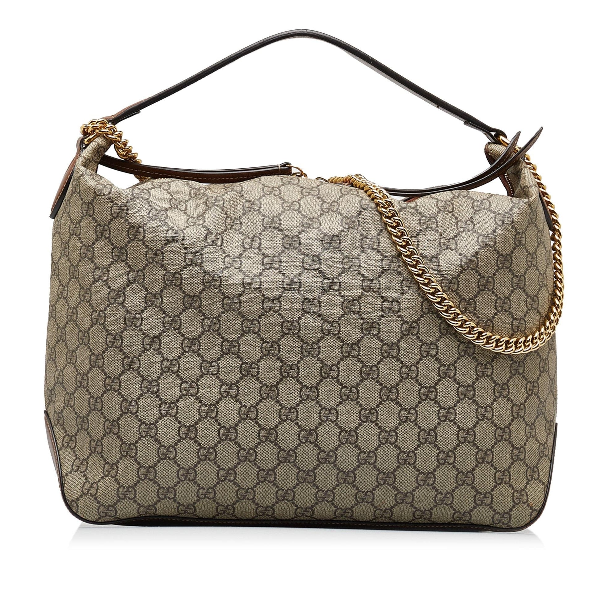 Gucci GG Supreme Linea A SHG-naOFM6 Canvas Calf Brown Large Satchel Bag